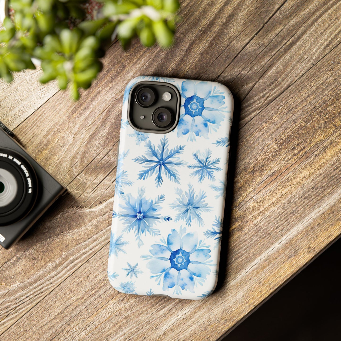 iPhone 16 and iPhone 15 Series - Watercolor Snowflakes - Tough Phone Cases
