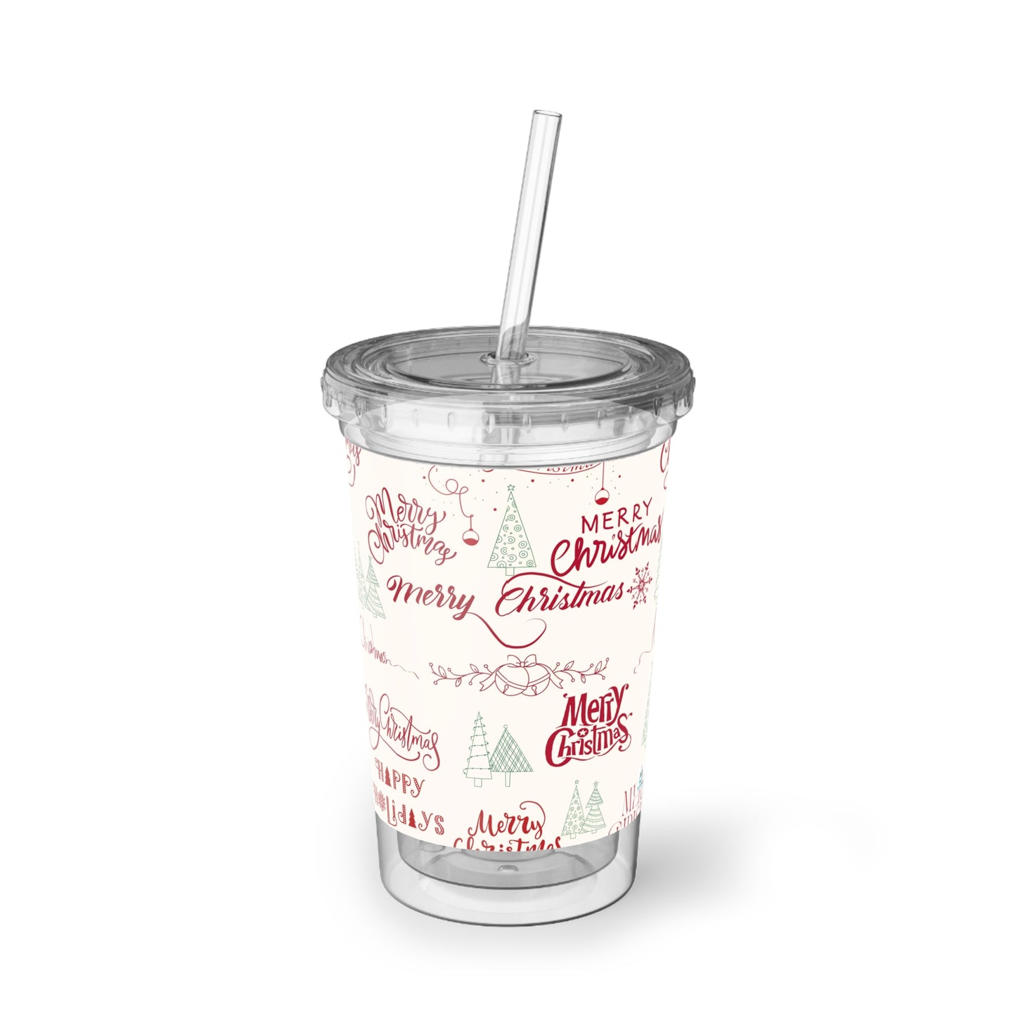 Amazing Merry Christmas Hand Drawn - Clear - Suave Acrylic Cup - 16oz