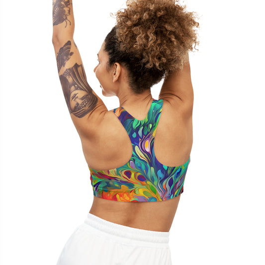 Vibrant Abstract Multicolor - Seamless Sports Bra
