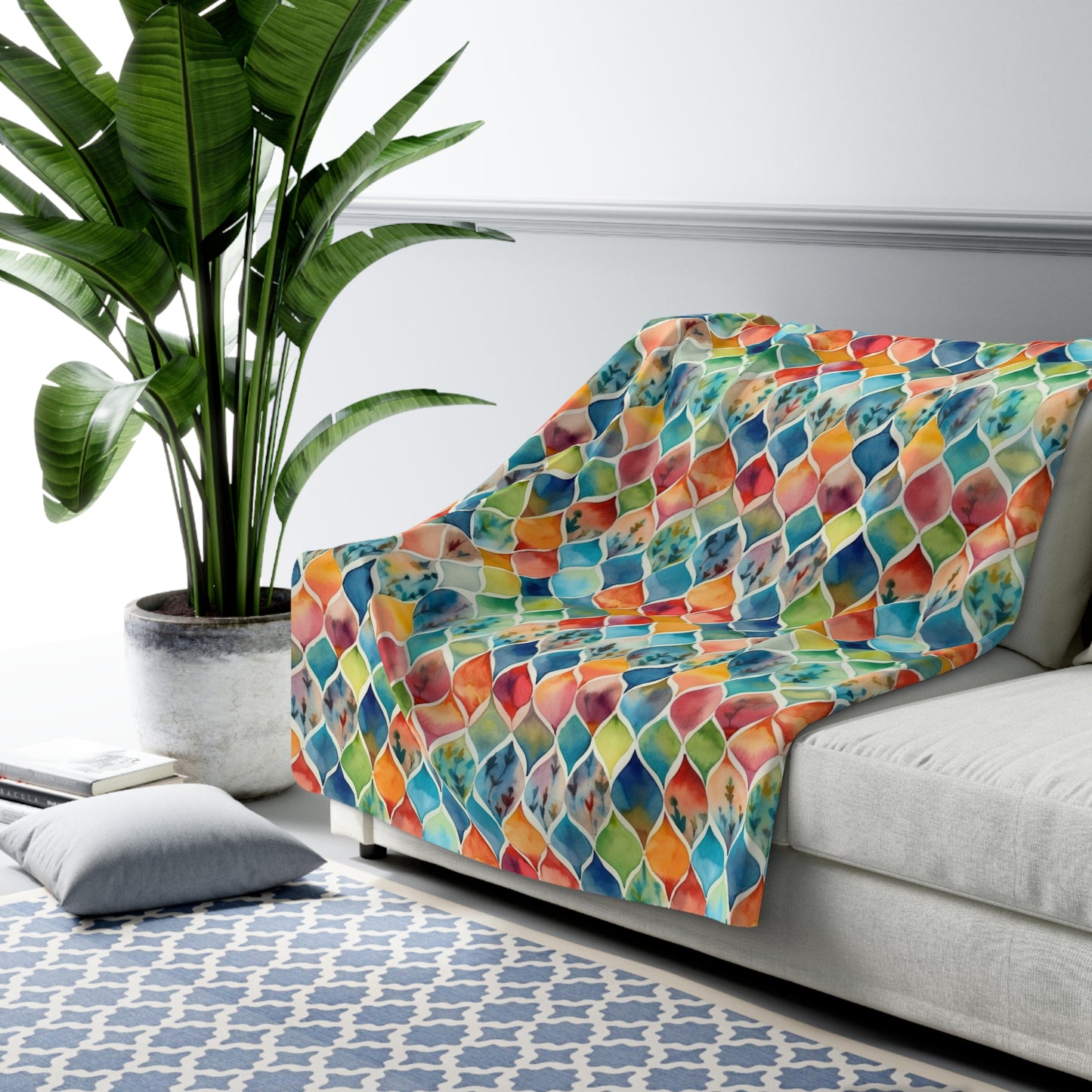 Beautiful, Cozy, Soft - Amazing Watercolor Multi 4 - Sherpa Fleece Blanket
