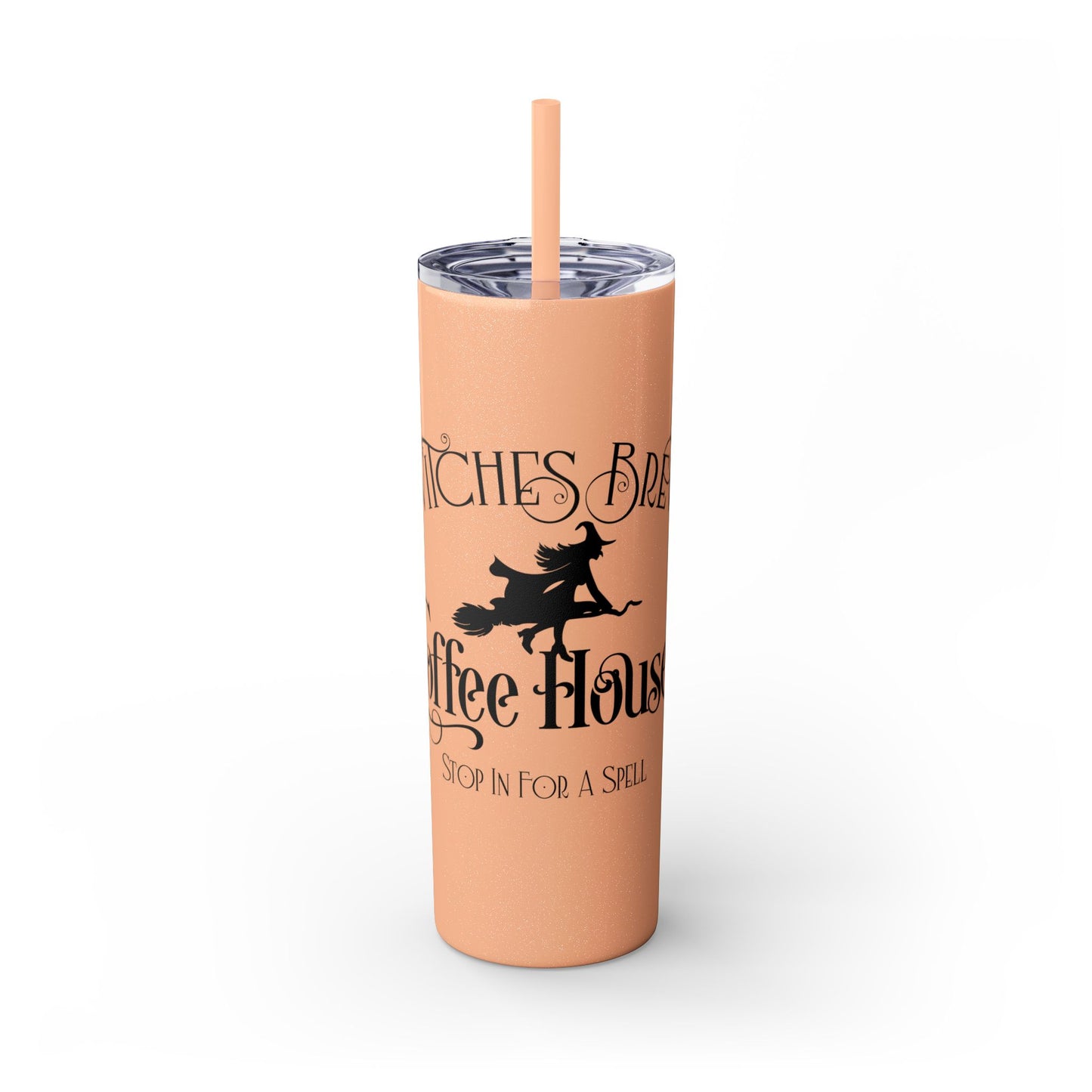 Halloween - Witches Brew - Coffee House - Vintage - Skinny Tumbler with Straw, 20oz - Stainless Steel