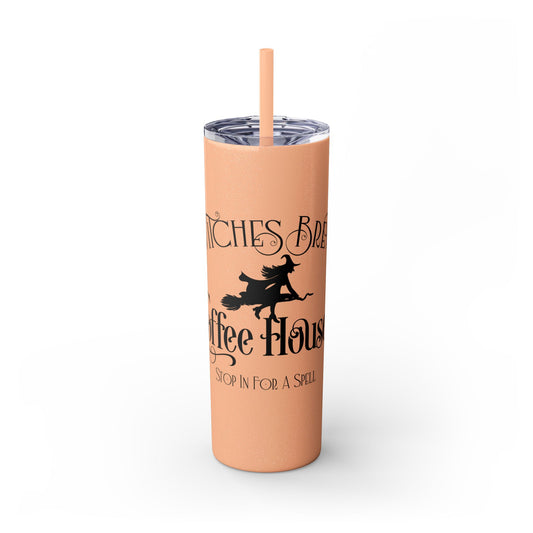 Halloween - Witches Brew - Coffee House - Vintage - Skinny Tumbler with Straw, 20oz - Stainless Steel