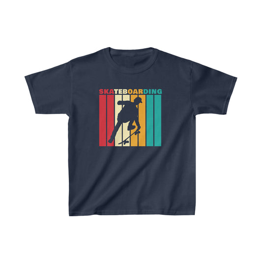 Skateboarder Silhouette - Retro - Kids Heavy Cotton Tee