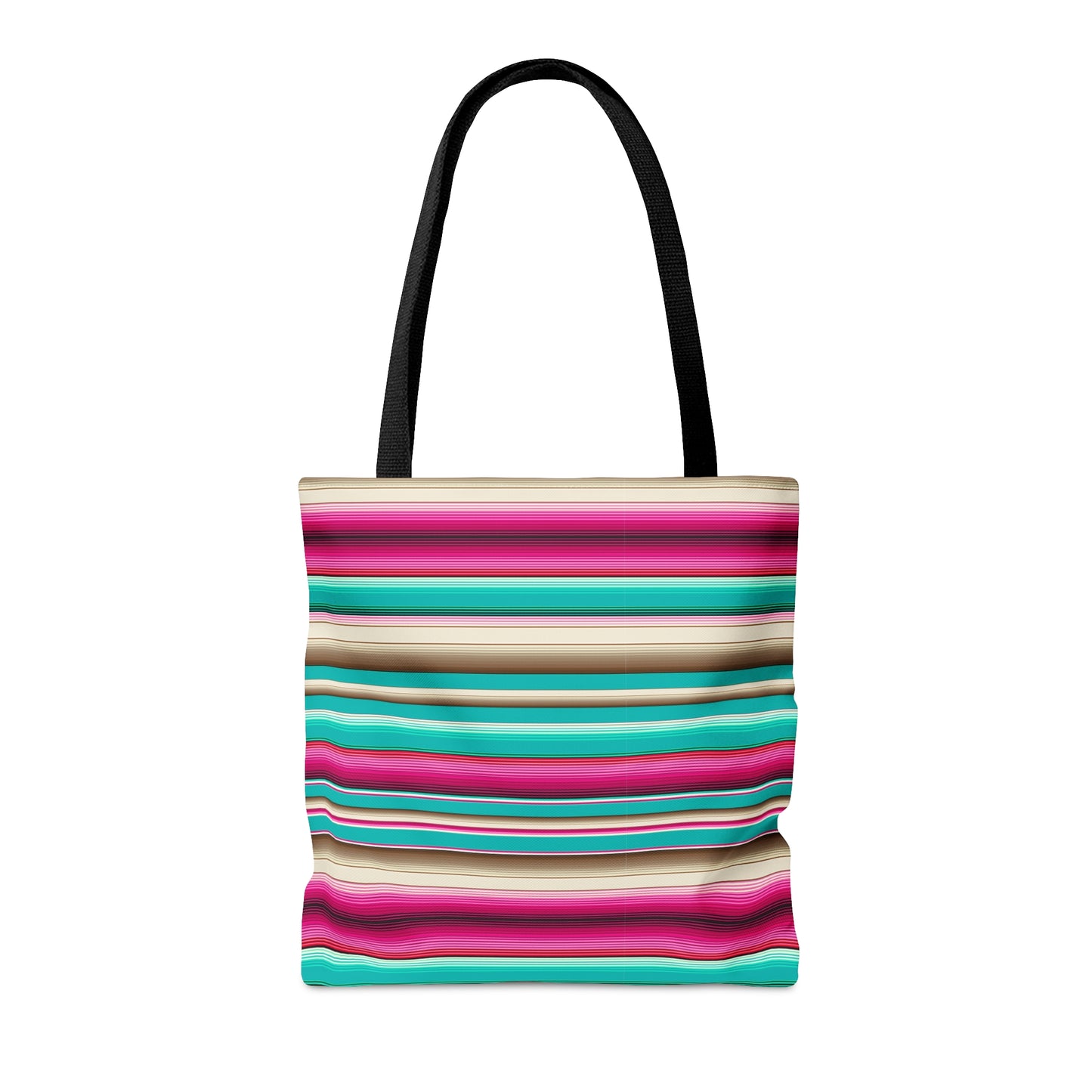 Multicolor Pink and Aqua Striped 36 - Practical, high-quality Tote Bag - Striped