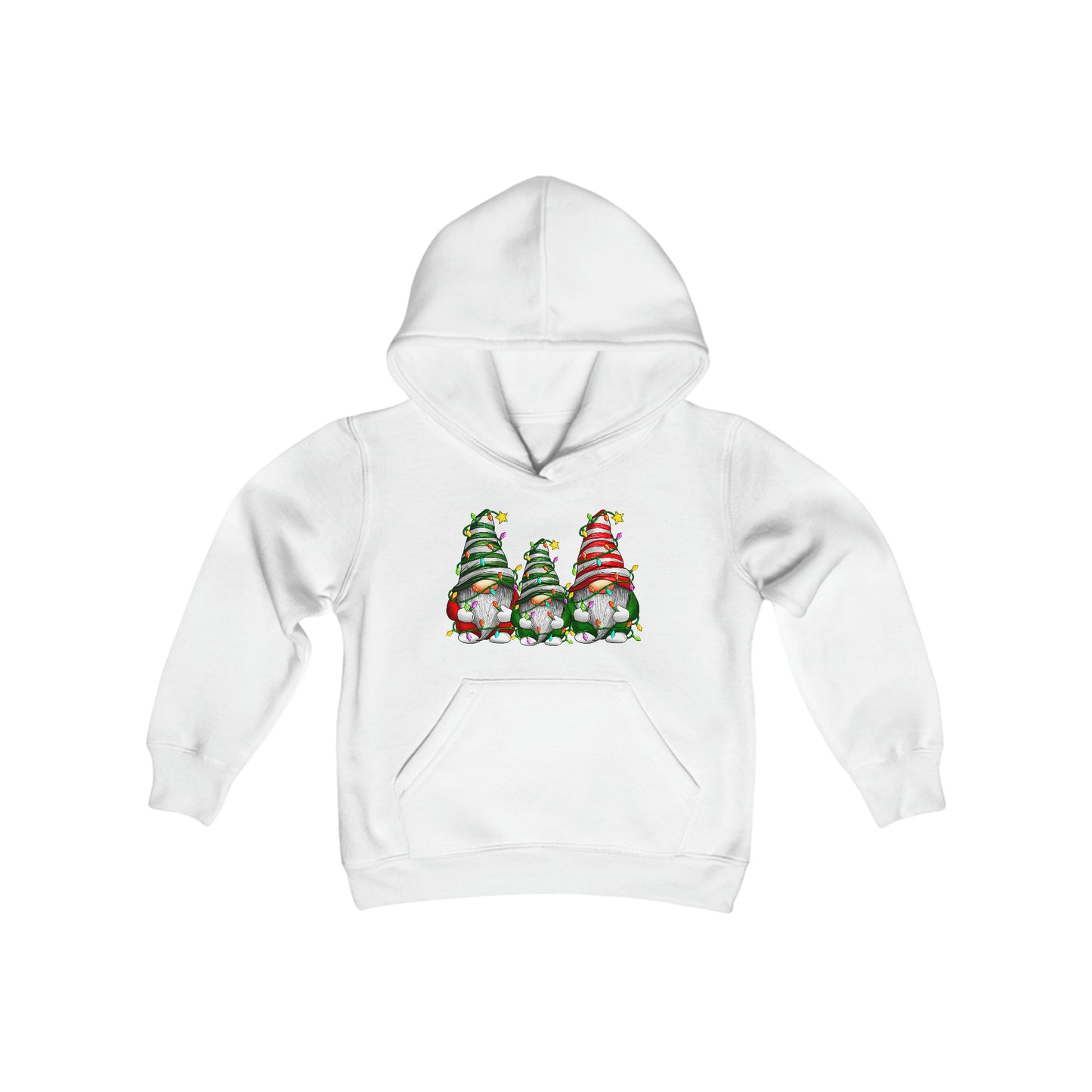 Christmas Gnome Family - Christmas Lights - Funny Christmas - Fun Winter - Cute Winter Words - Youth Heavy Blend Hooded Sweatshirt
