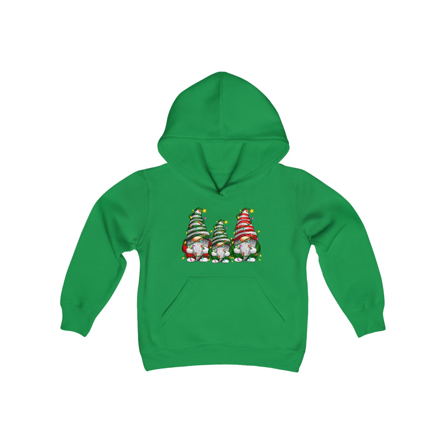 Christmas Gnome Family - Christmas Lights - Funny Christmas - Fun Winter - Cute Winter Words - Youth Heavy Blend Hooded Sweatshirt