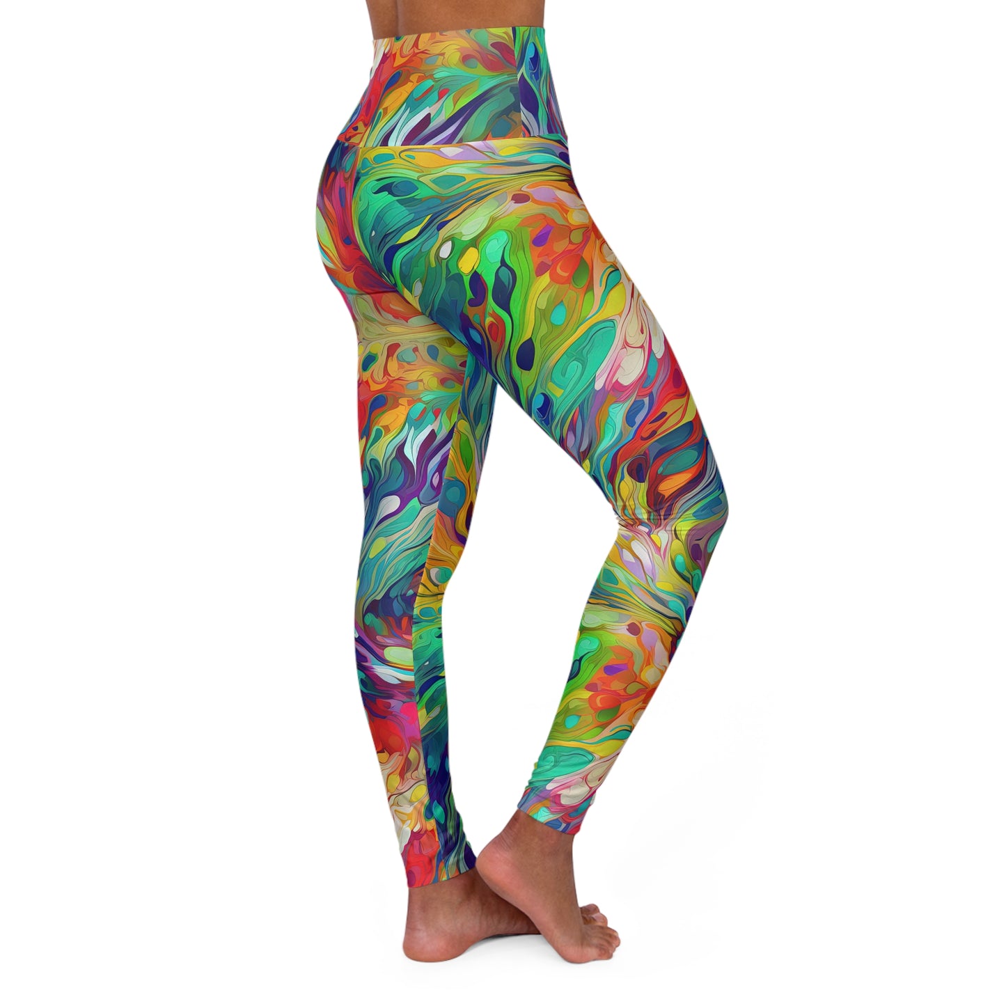 Vibrant Abstract Multicolor - High Waisted Yoga Leggings