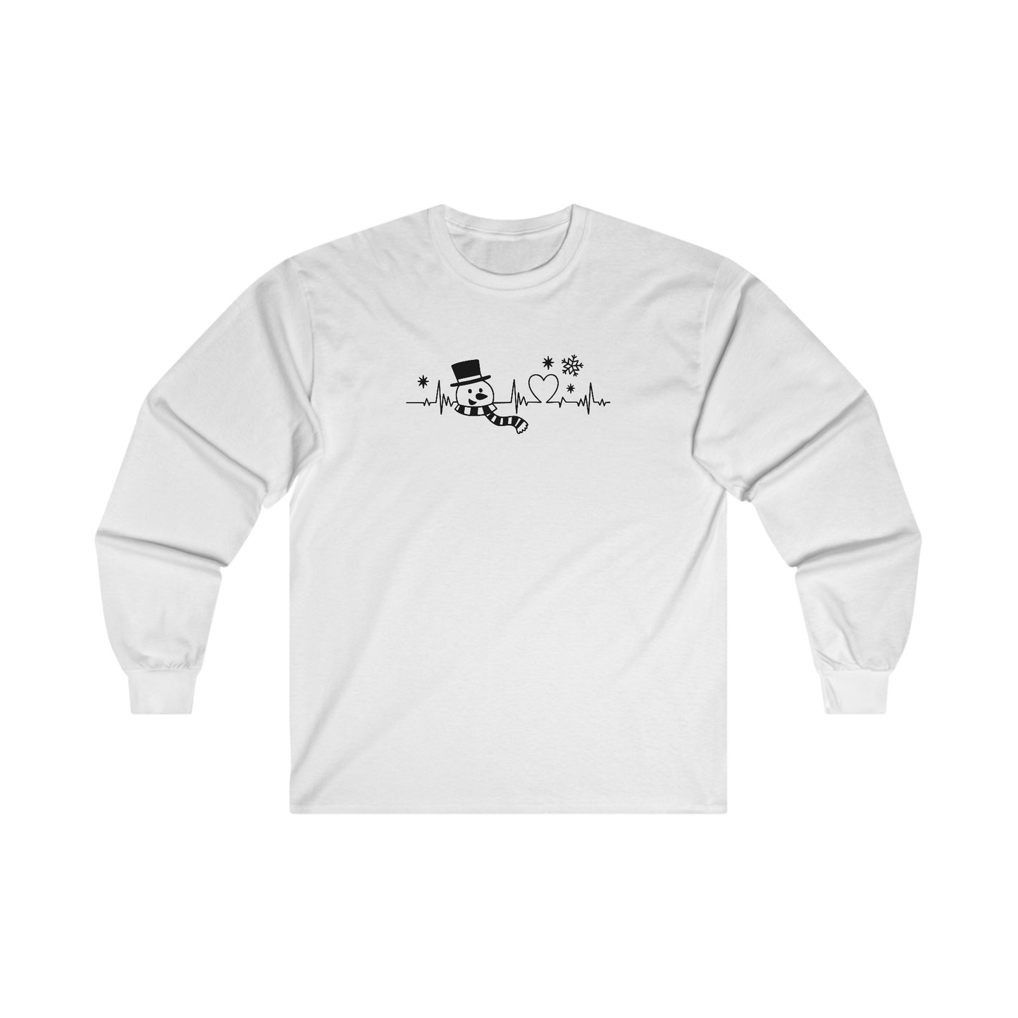 Snowman Heartbeat - Funny Christmas - Ultra Cotton Long Sleeve Tee