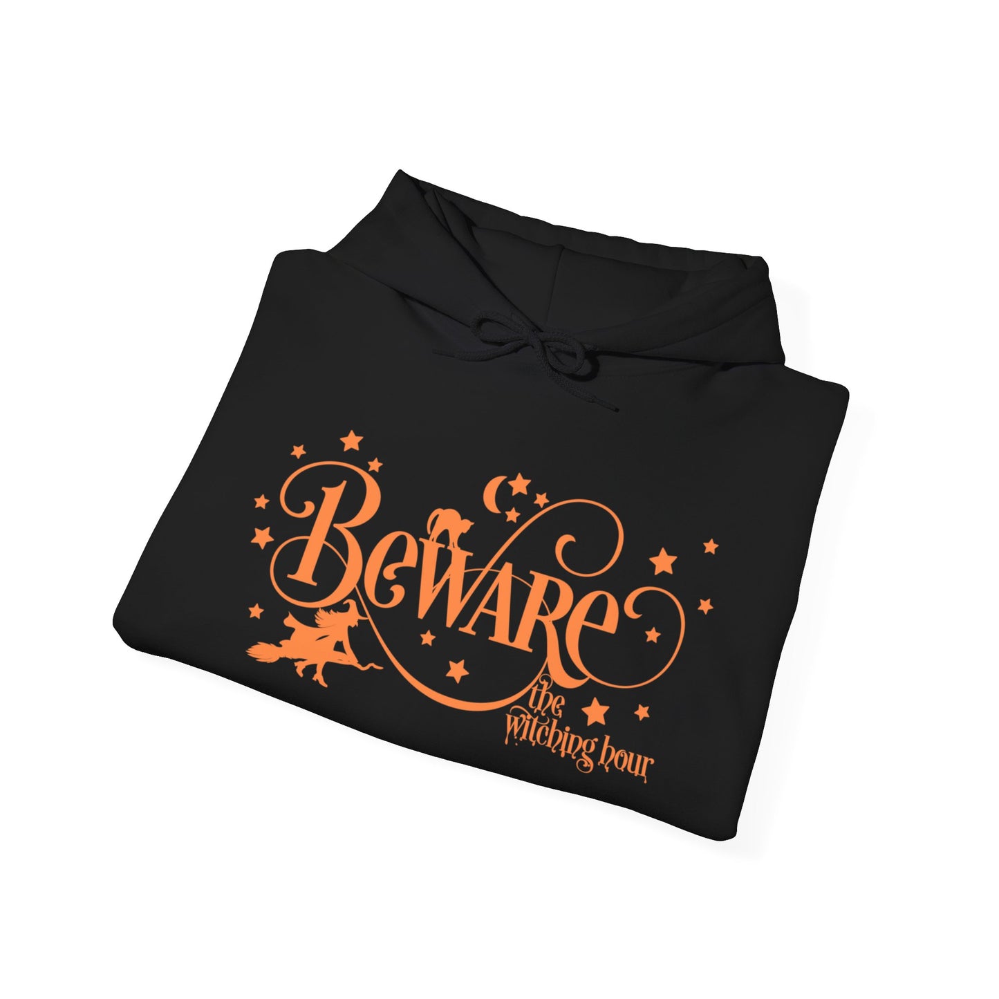 Halloween - Beware the Witching Hour - Witch - Broom - Stars - Moon - Unisex Heavy Blend Hooded Sweatshirt