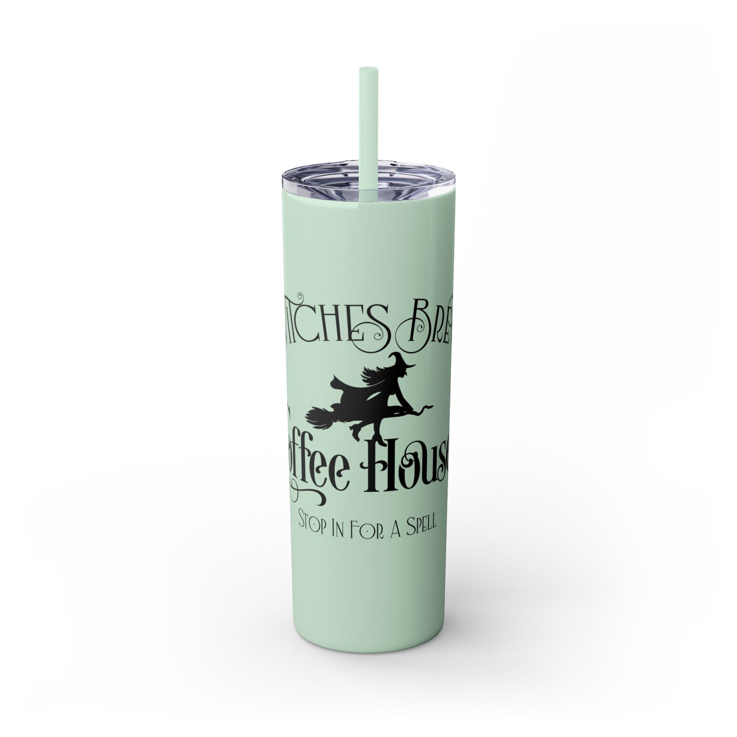 Halloween - Witches Brew - Coffee House - Vintage - Skinny Tumbler with Straw, 20oz - Stainless Steel