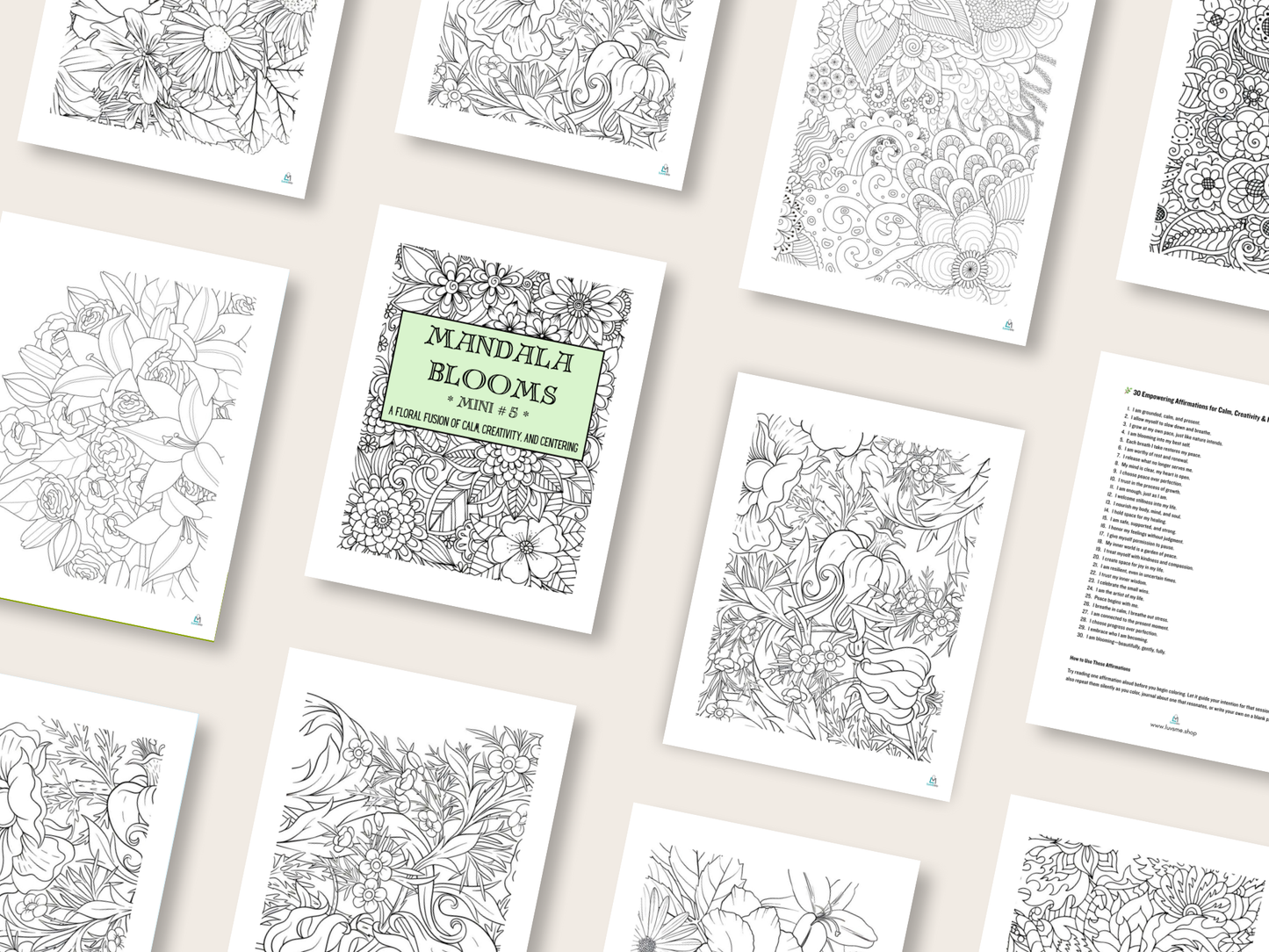 Mandala Blooms - Mini 5 - A Floral Fusion of Calm, Creativity, and Centering - Digital Download