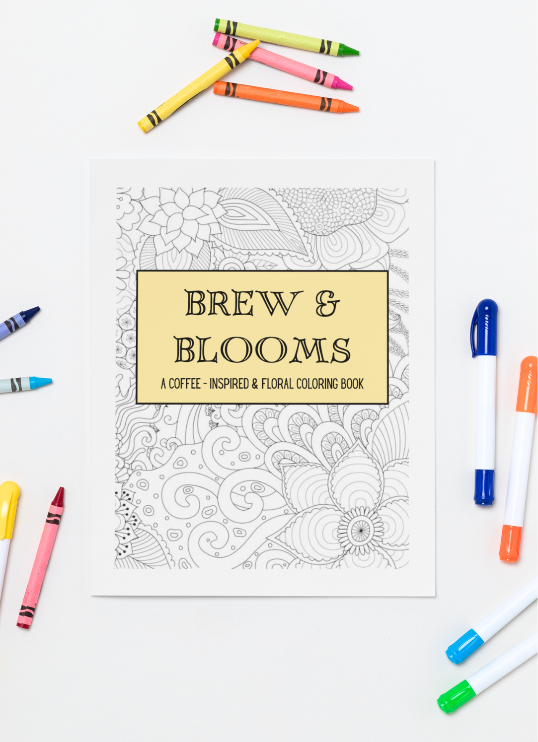 Brew & Blooms - A Coffee-Inspired & Floral Coloring Book - Digital Download
