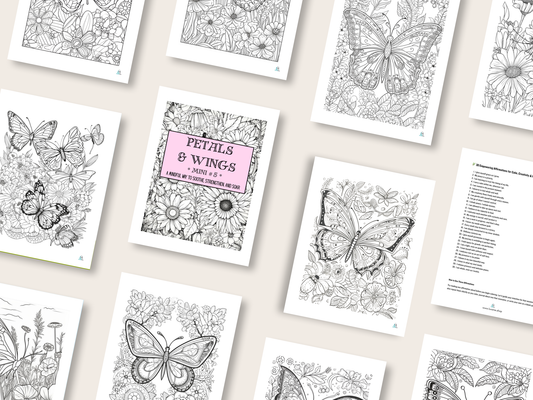 Petals & Wings - Mini 5 - A Mindful Way to Soothe, Strengthen, and Soar - Coloring Book - Digital Download