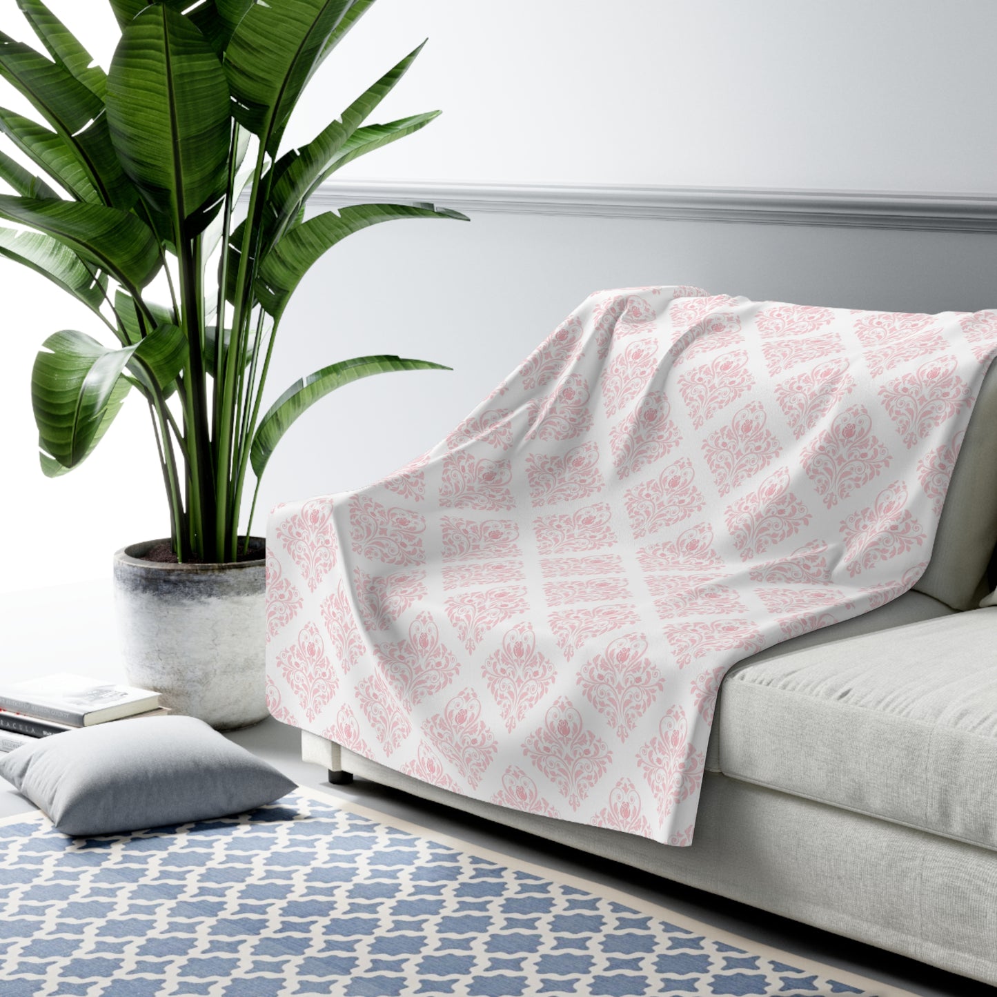 Beautiful, Cozy, Soft - Amazing - Pink Paris Damask 10 - Sherpa Fleece Blanket