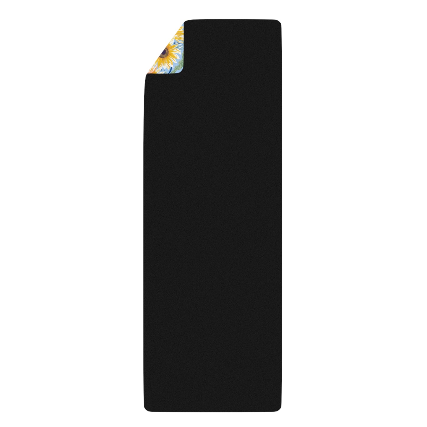 Bright Beautiful Sunflowers - Yellow and Blue - Rubber Yoga Mat