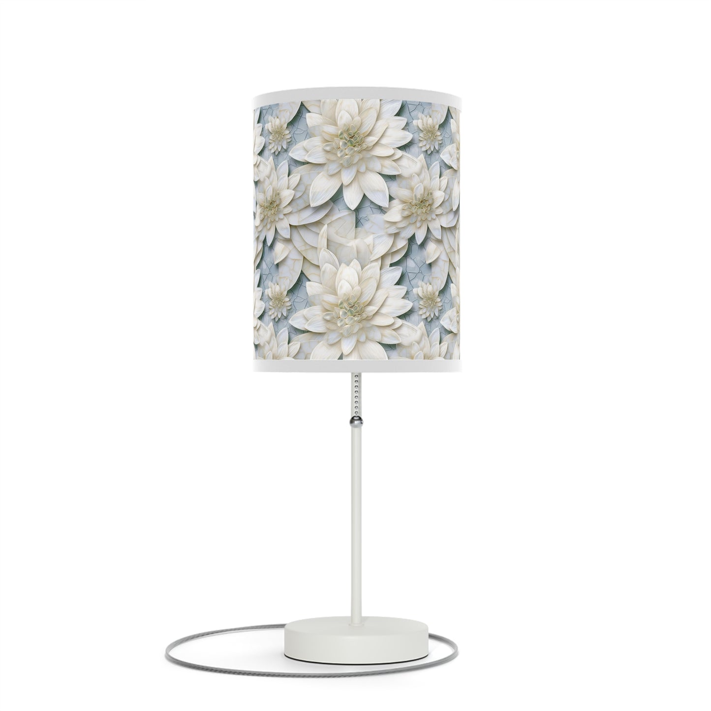 Beautiful and Unique - White Lotus Mosaic 7 - Lamp on a Stand, US|CA plug