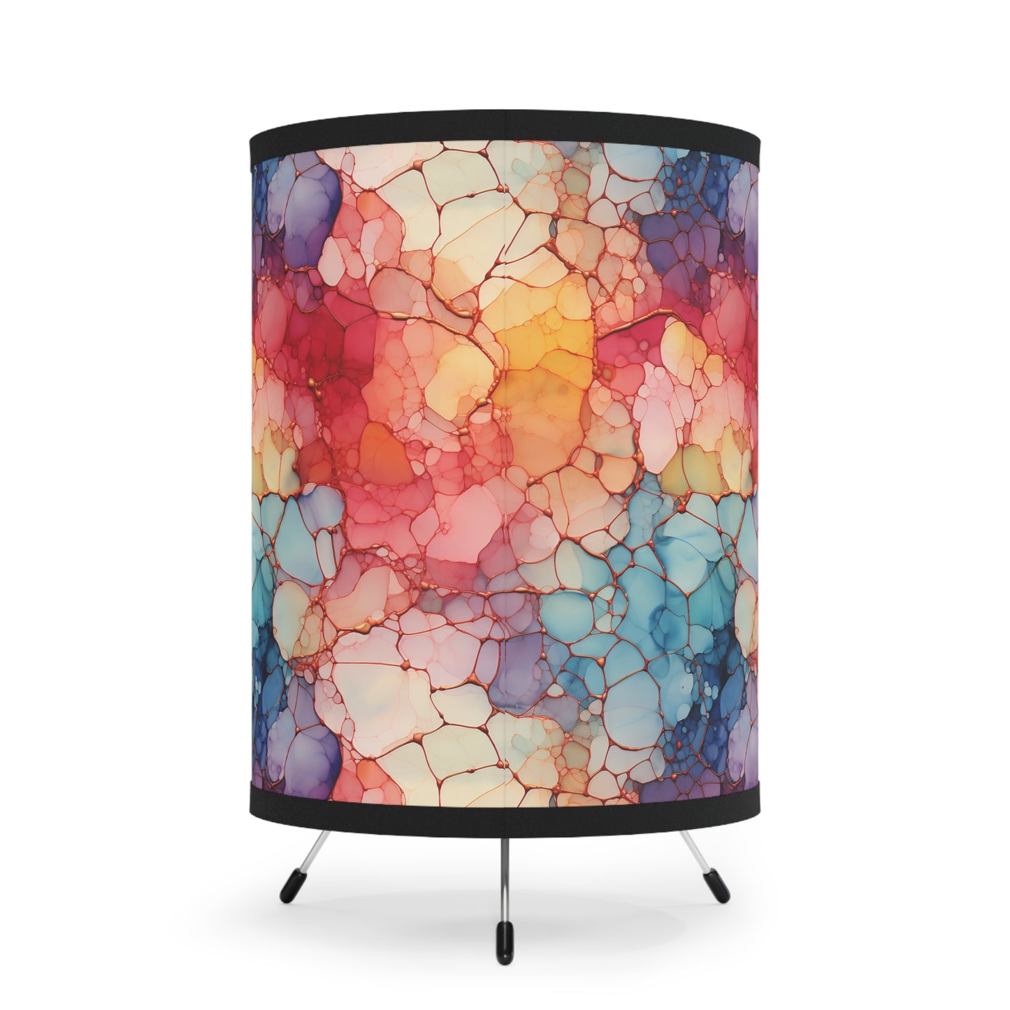 Beautiful Multi Watercolor 7 - Abstract Rainbow - Tripod Lamp with High-Res Printed Shade, US\CA plug