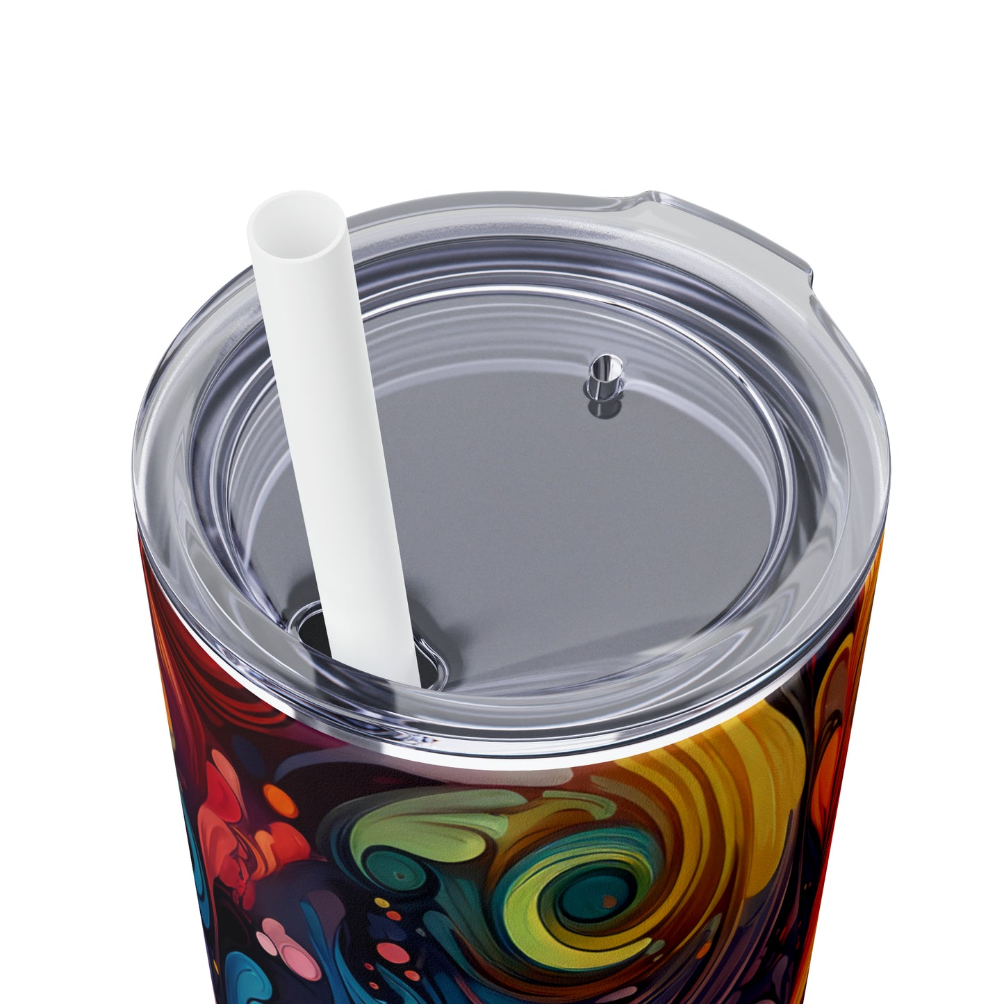 Rainbow Paisley 1.7 - Skinny Tumbler with Straw, 20oz - Stainless Steel