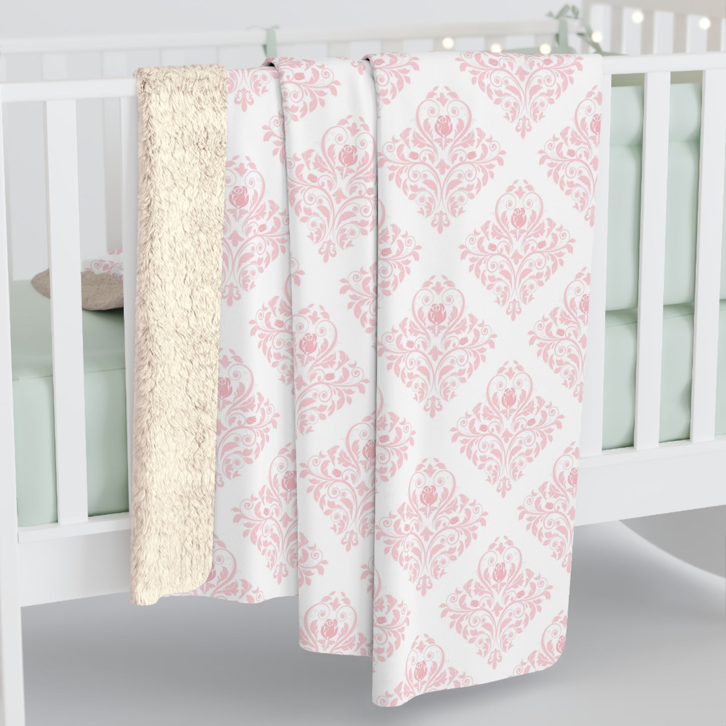 Beautiful, Cozy, Soft - Amazing - Pink Paris Damask 10 - Sherpa Fleece Blanket
