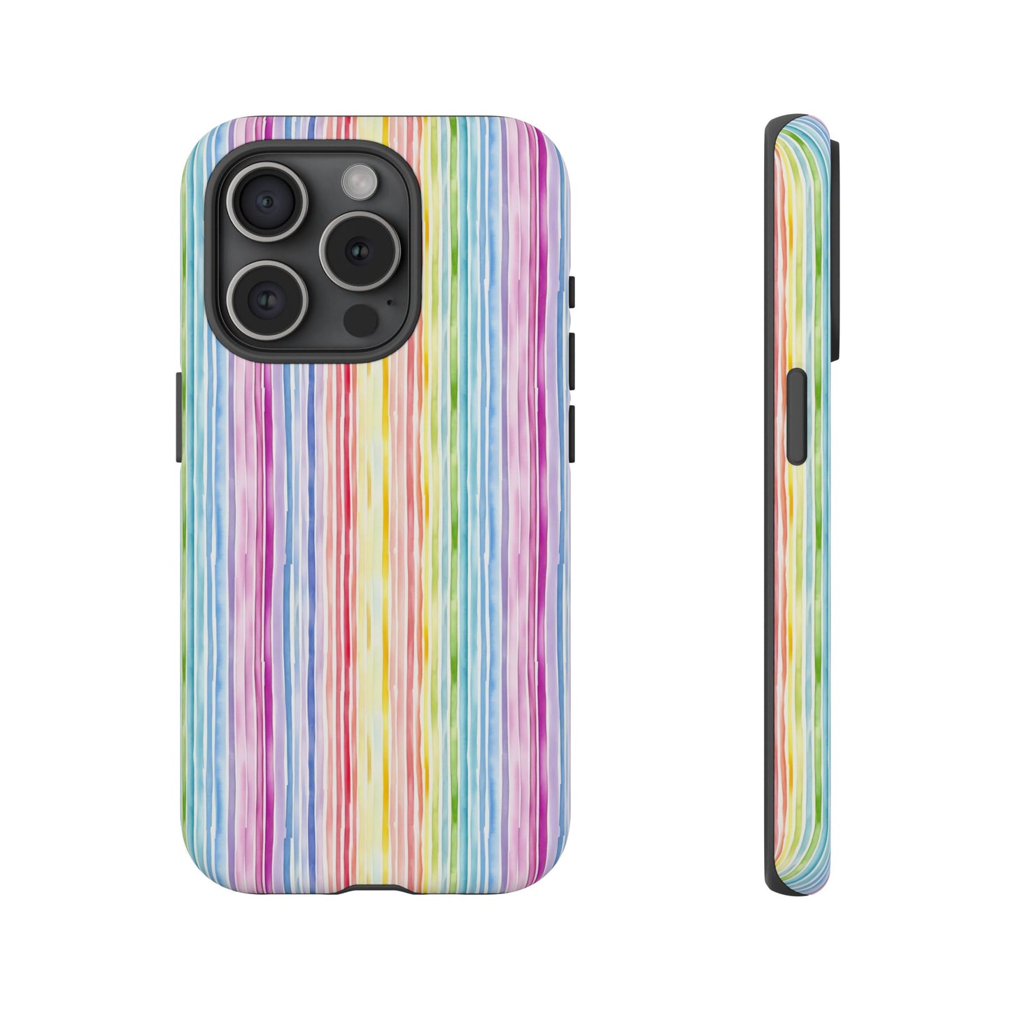 iPhone 16 and iPhone 15 Series - Pastel Rainbow Vertical Stripes - Tough Phone Cases