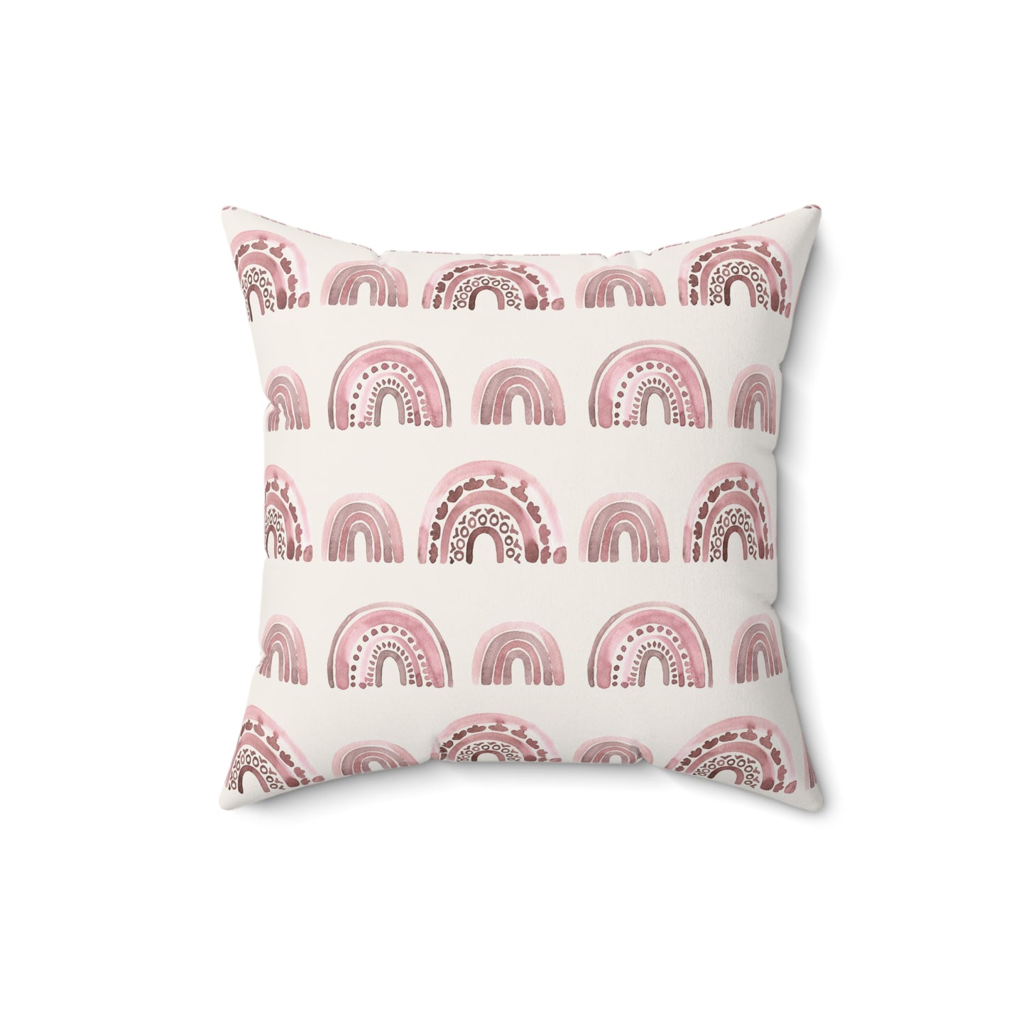 Pink Boho Rainbow Pattern 3 - Faux Suede Square Pillow