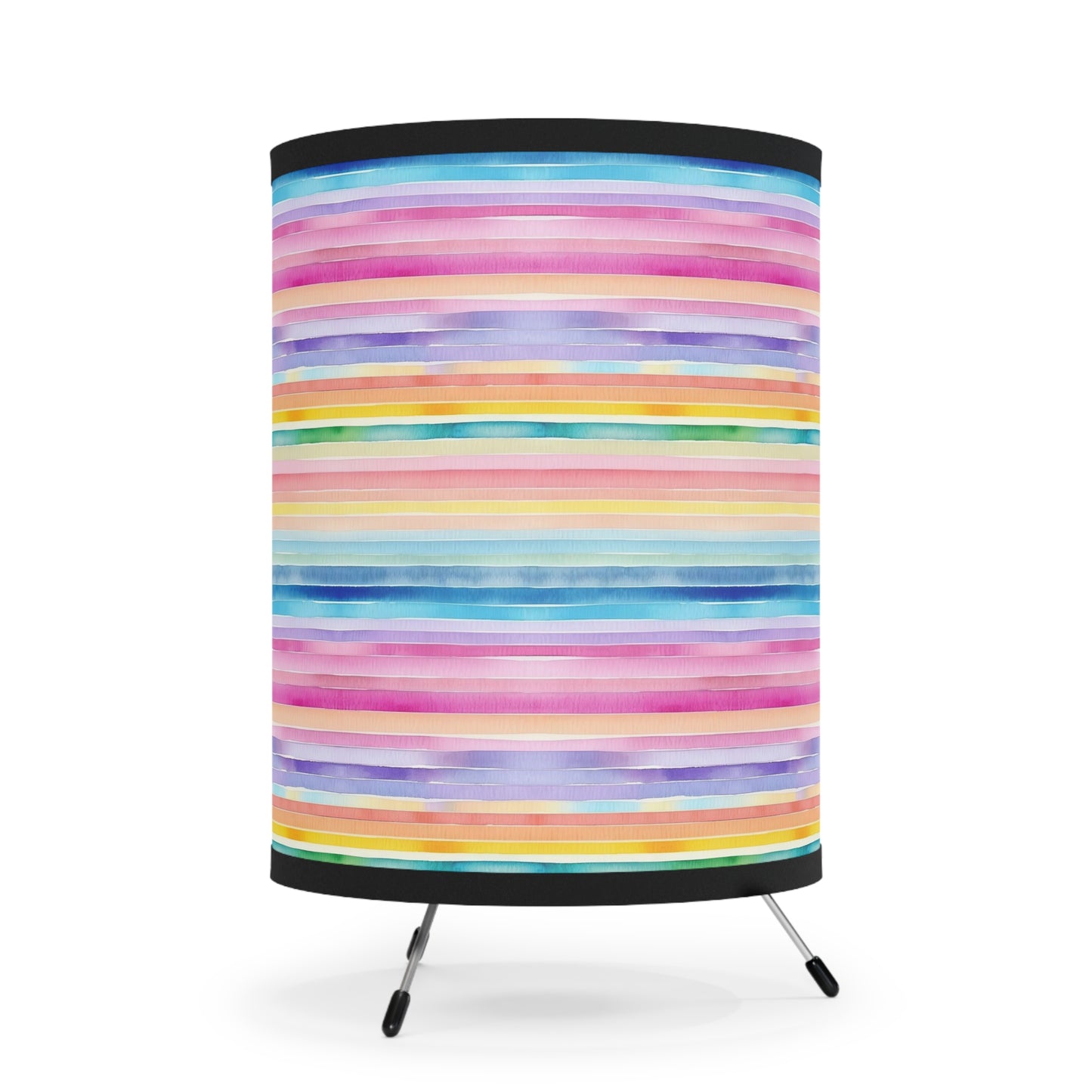 Rainbow Watercolor Horizontal - Tripod Lamp with High-Res Printed Shade, US\CA plug