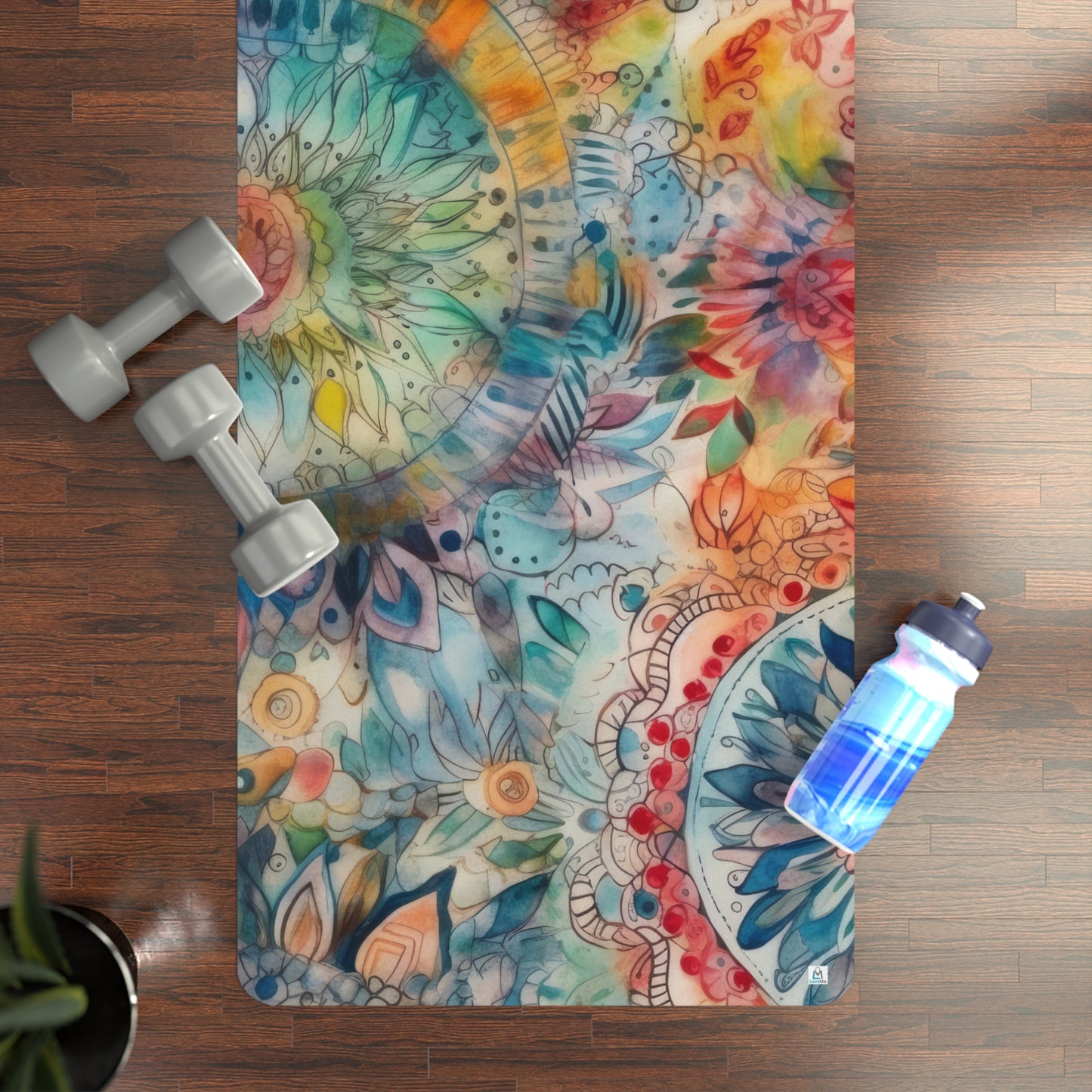 Watercolor Multicolor Mandalas 1.10 - Rubber Yoga Mat