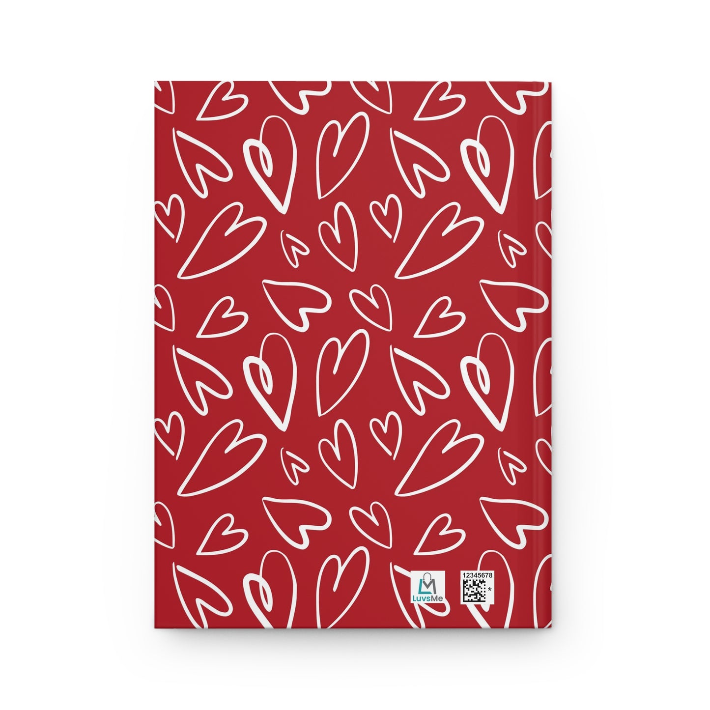 Red with White Hearts - Hardcover Lined Journal Matte