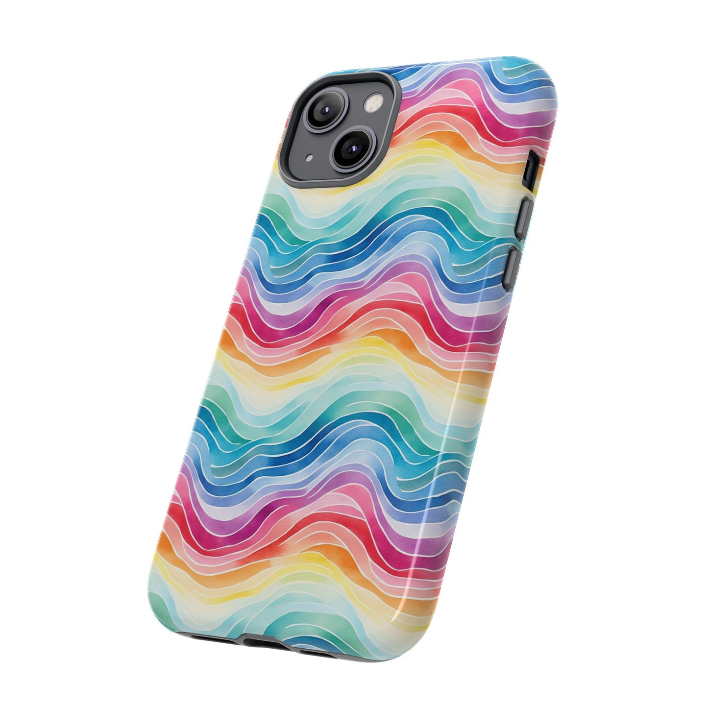 iPhone 14, 1Phone 14 Pro, iPhone 14 Plus, iPhone 14 Pro Max - Rainbow Wave - Tough Phone Cases