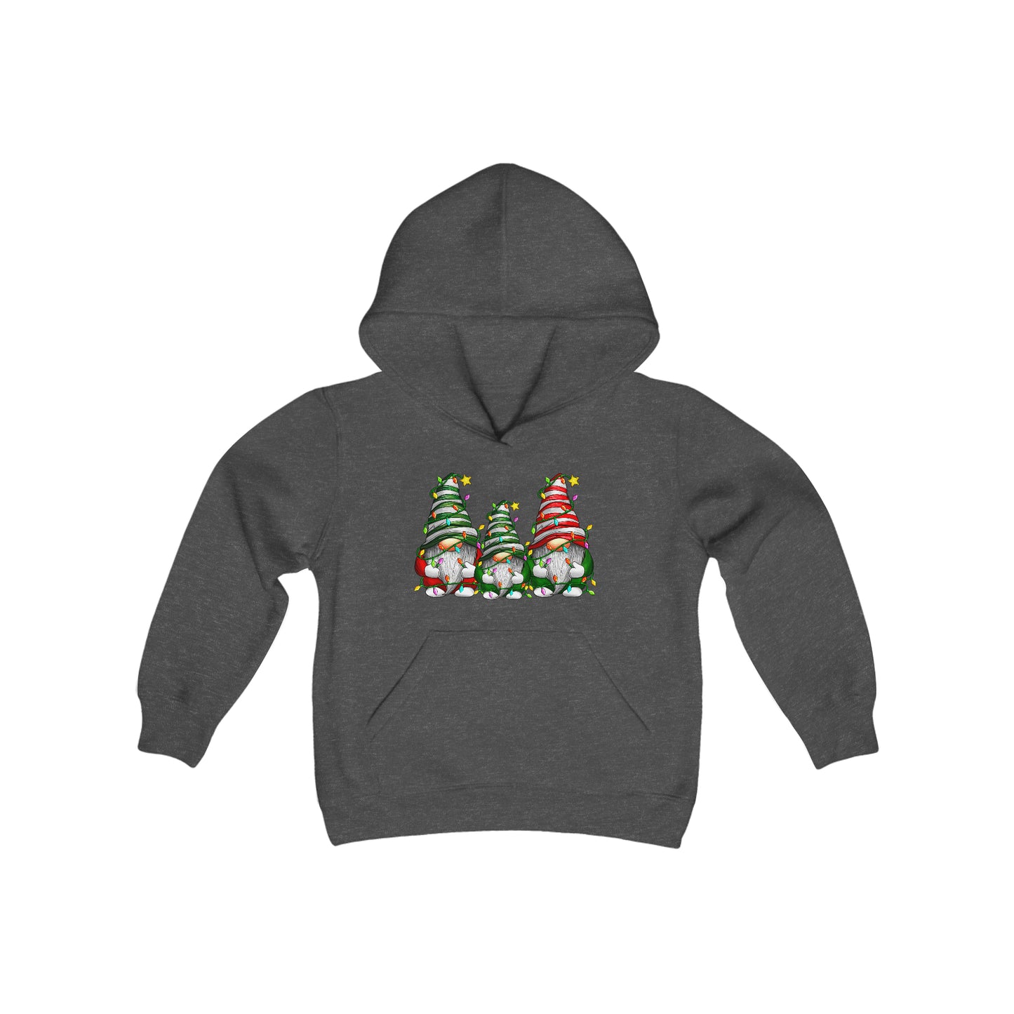 Christmas Gnome Family - Christmas Lights - Funny Christmas - Fun Winter - Cute Winter Words - Youth Heavy Blend Hooded Sweatshirt