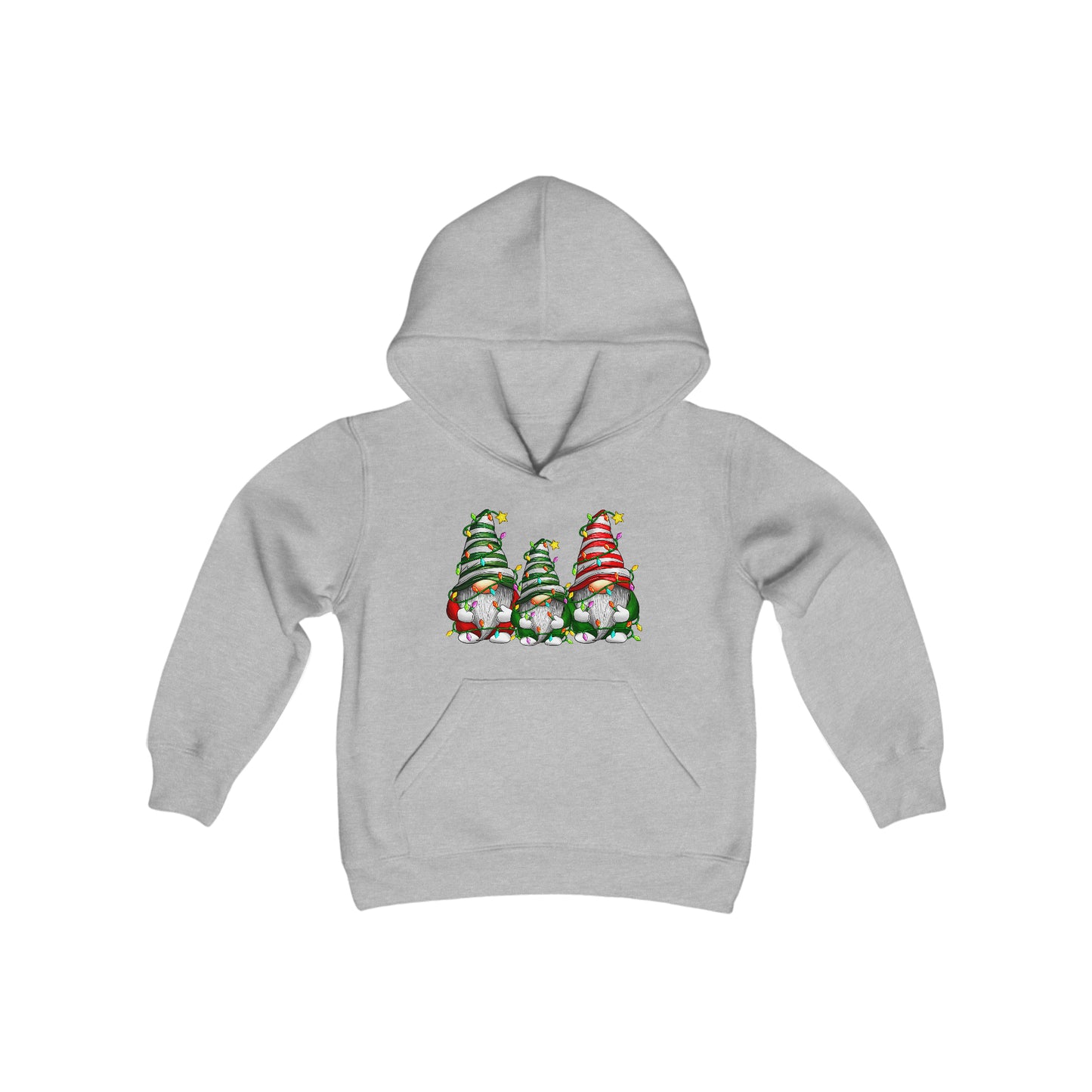 Christmas Gnome Family - Christmas Lights - Funny Christmas - Fun Winter - Cute Winter Words - Youth Heavy Blend Hooded Sweatshirt