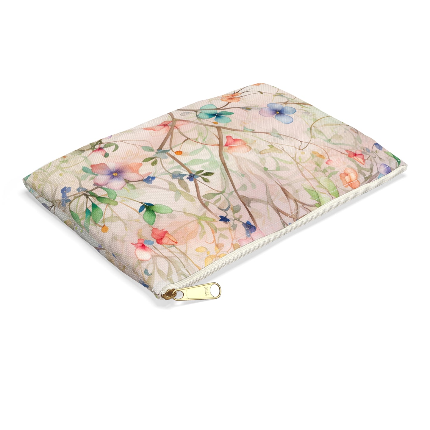 Watercolor Flowers - Accessory Pouch / Makeup Bag / Travel Case