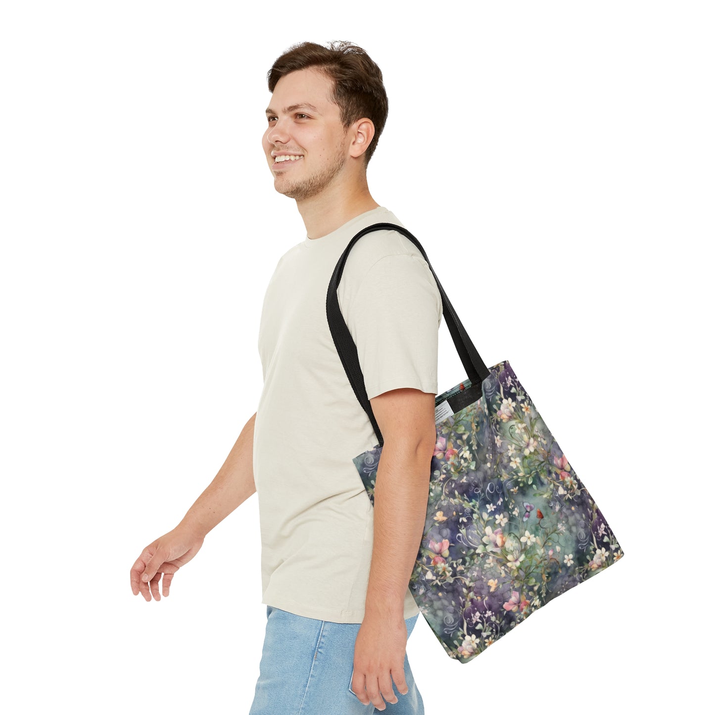 Watercolor Flowers Dark - Practical, high-quality Tote Bag -