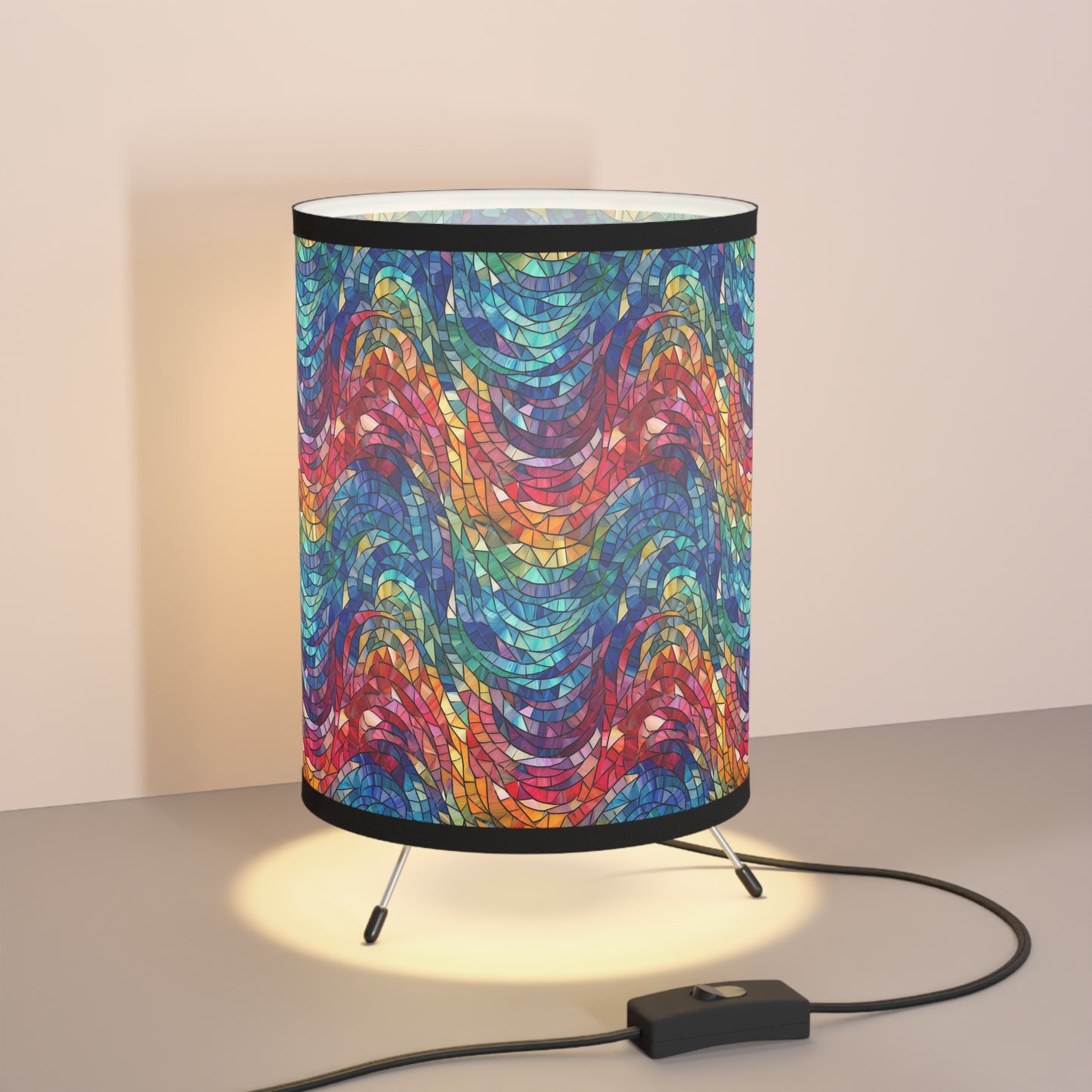 Beautiful and Vibrant - Gemstone Swirl Mosaic 17 - Tripod Lamp with High-Res Printed Shade, US\CA plug