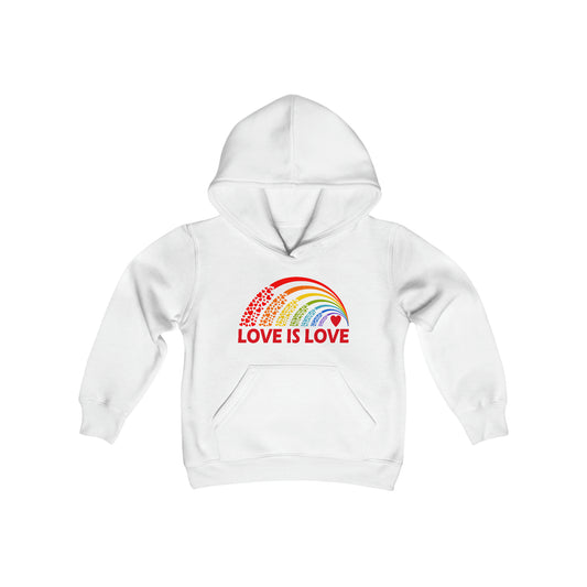 Love is Love - Rainbow - PRIDE - LGBTQ Ally - Self Love - Self Acceptance - Love Equality - Youth Heavy Blend Hooded Sweatshirt