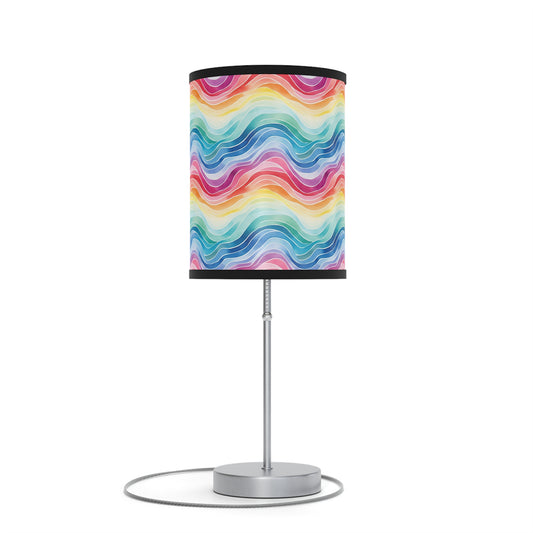 Rainbow Watercolor Waves - Lamp on a Stand, US|CA plug