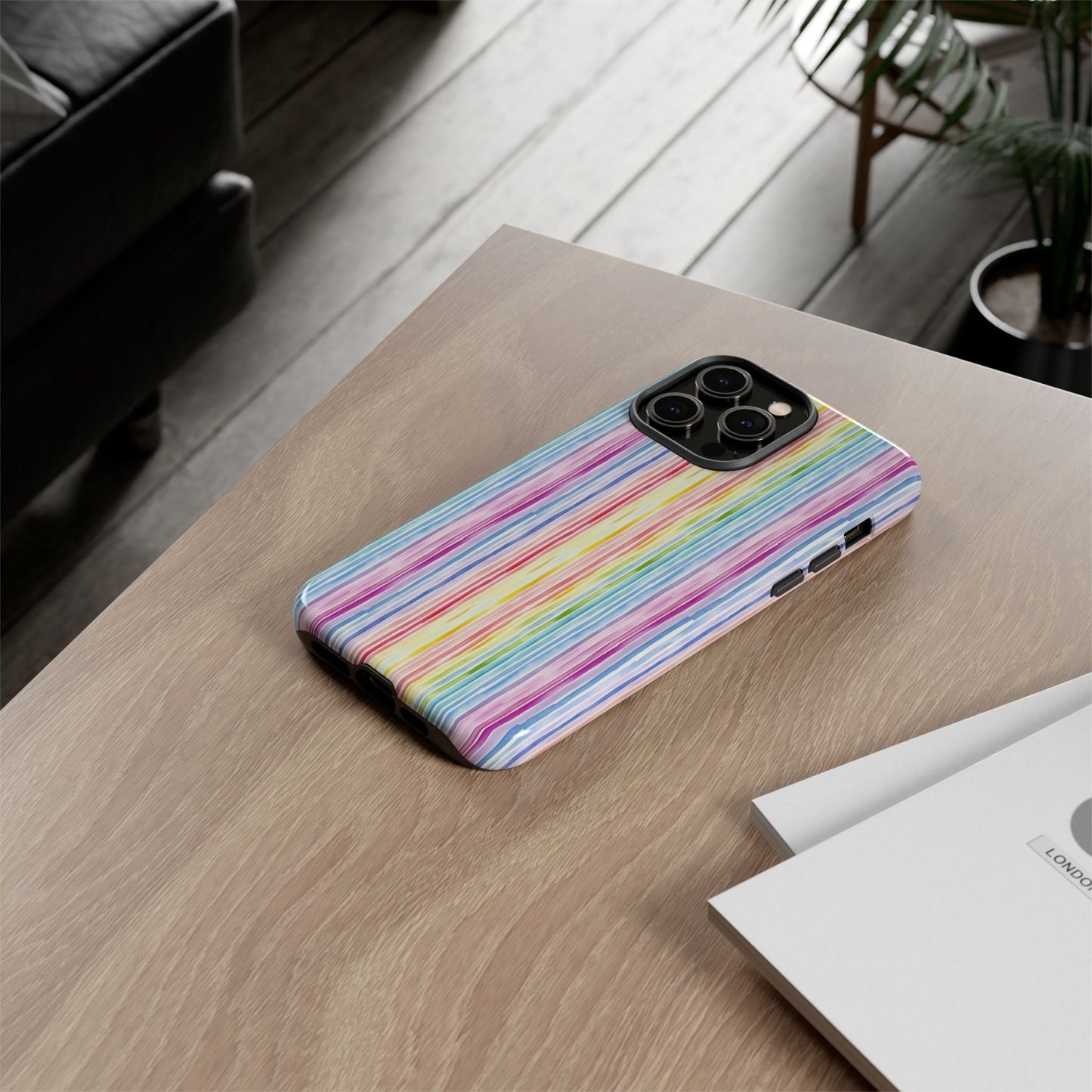 iPhone 14, 1Phone 14 Pro, iPhone 14 Plus, iPhone 14 Pro Max - Pastel Rainbow Vertical Stripes - Tough Phone Cases