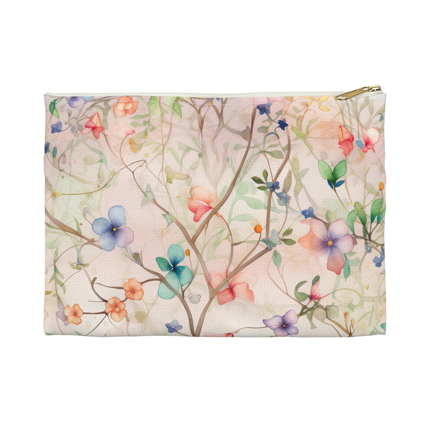 Watercolor Flowers - Accessory Pouch / Makeup Bag / Travel Case