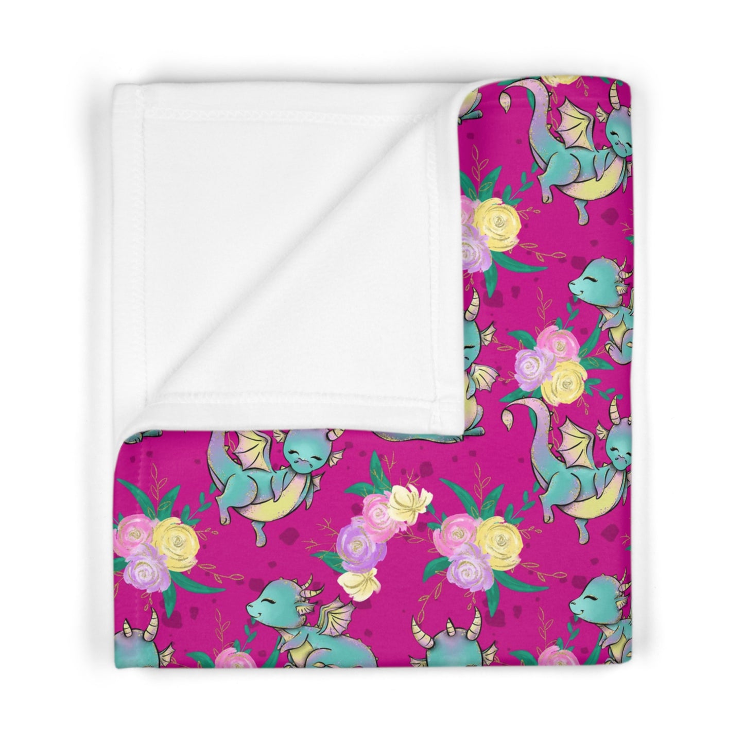Soft Fleece Baby Blanket - Dragons Pink