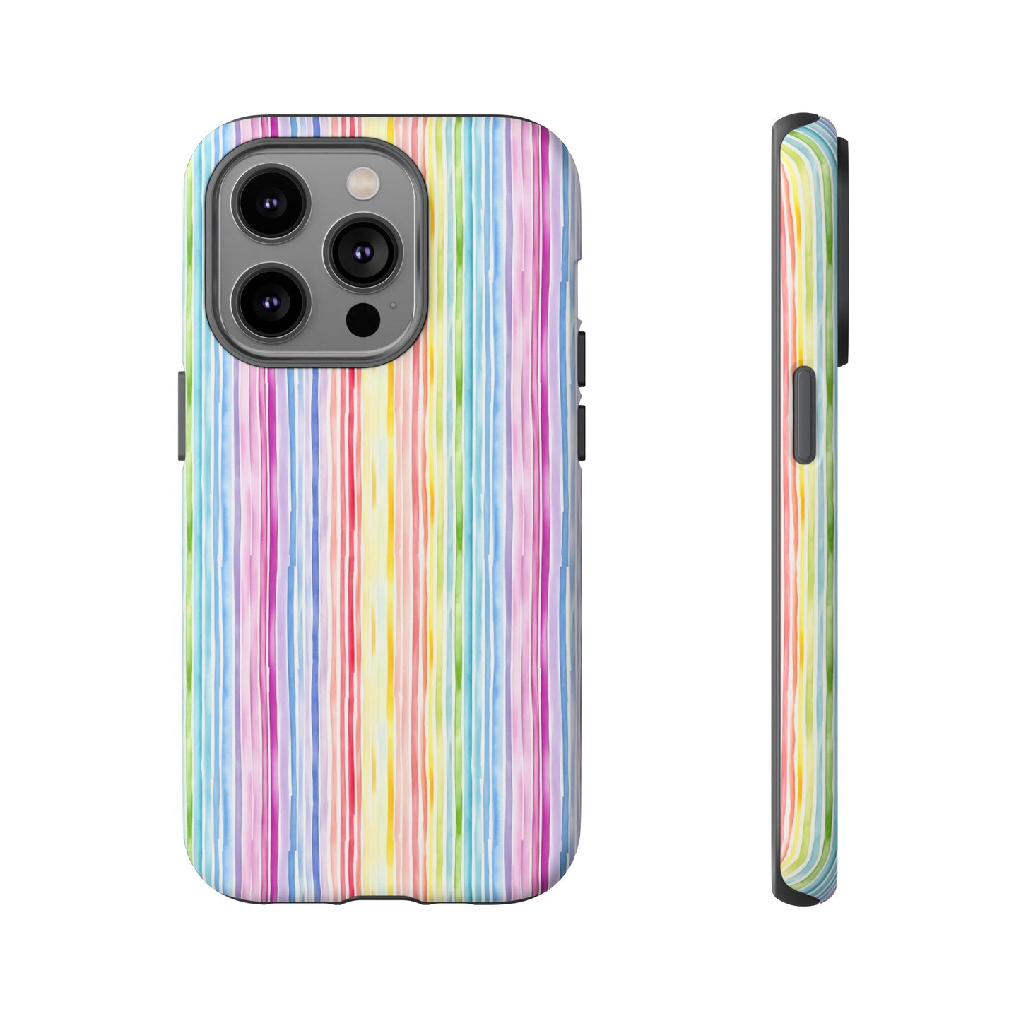 iPhone 14, 1Phone 14 Pro, iPhone 14 Plus, iPhone 14 Pro Max - Pastel Rainbow Vertical Stripes - Tough Phone Cases