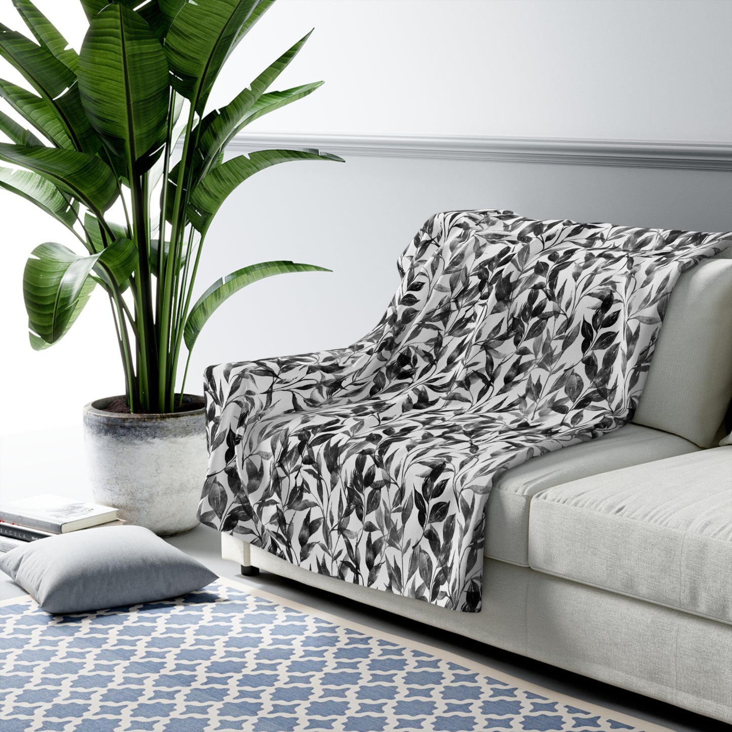 Black Watercolor 7 - Sherpa Fleece Blanket