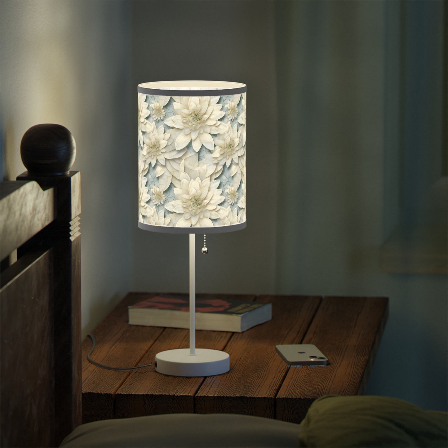 Beautiful and Unique - White Lotus Mosaic 7 - Lamp on a Stand, US|CA plug