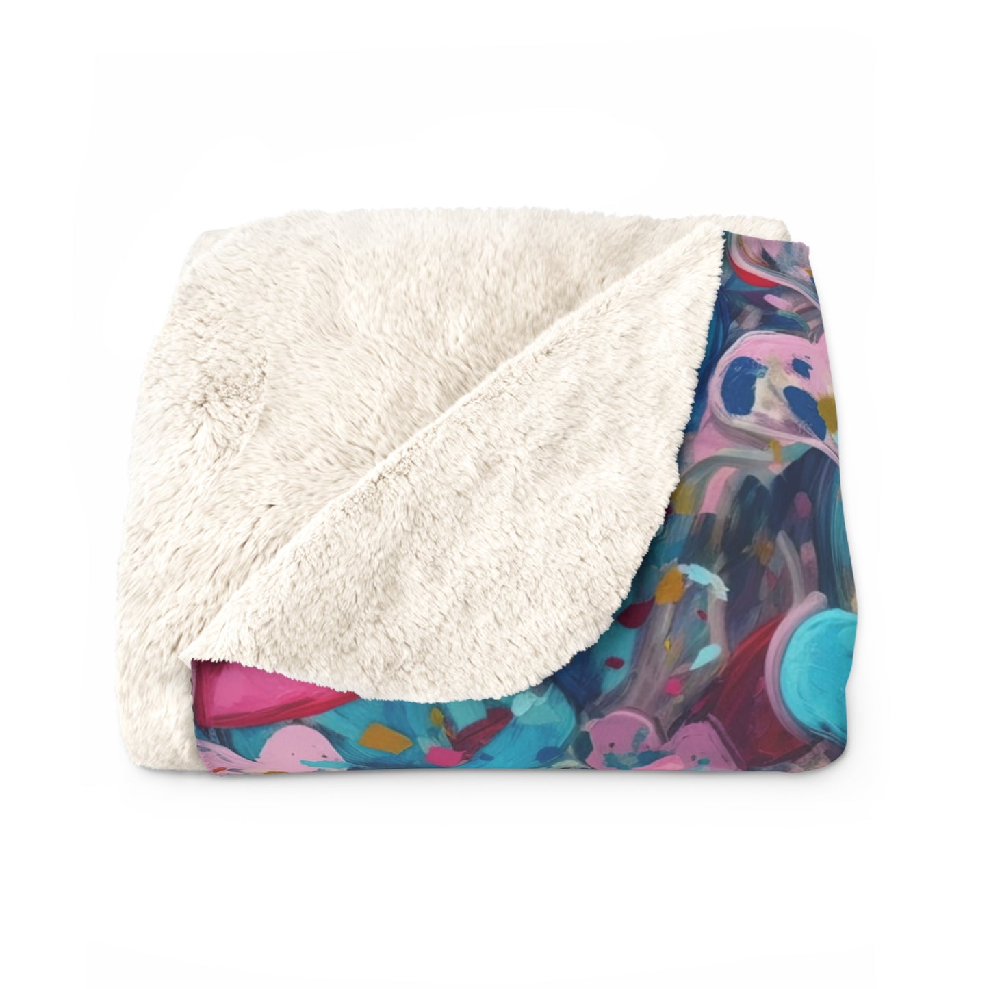 Beautiful, Cozy, Soft - Amazing - Multicolored Painted Hearts 3 - Sherpa Fleece Blanket