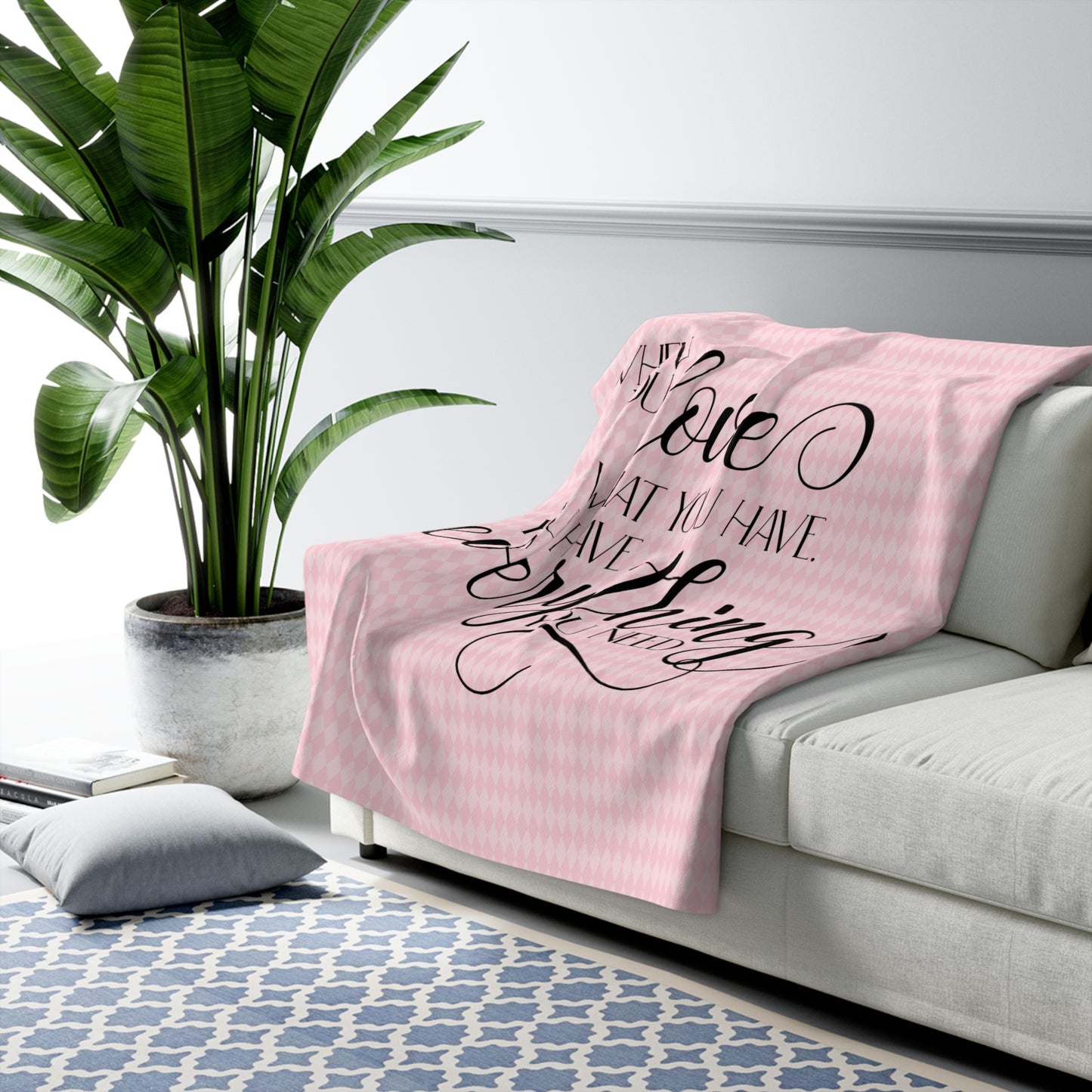 Beautiful, Cozy, Soft - Amazing - Pink Paris Harlequin 16 - When you love what you have... - Inspirational Quote - Sherpa Fleece Blanket