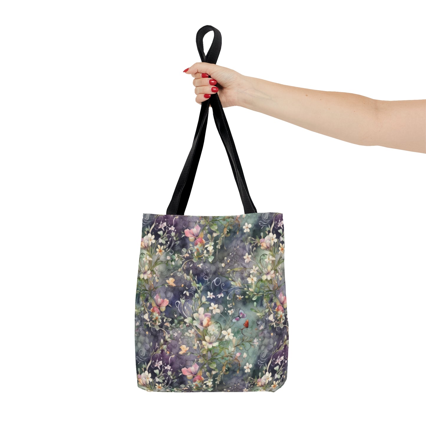 Watercolor Flowers Dark - Practical, high-quality Tote Bag -