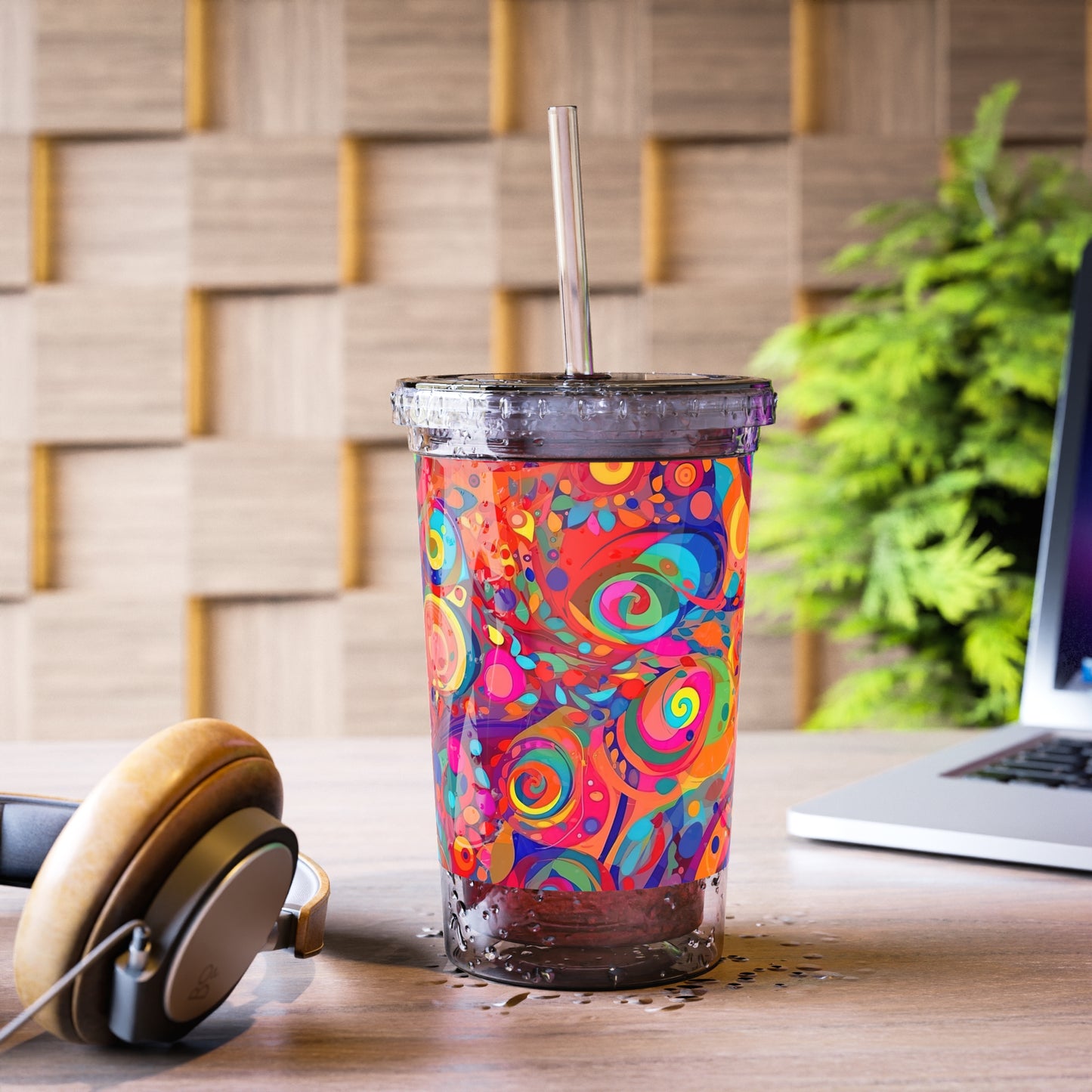 Vibrant Multicolor Abstract 9 - Clear - Suave Acrylic Cup - 16oz