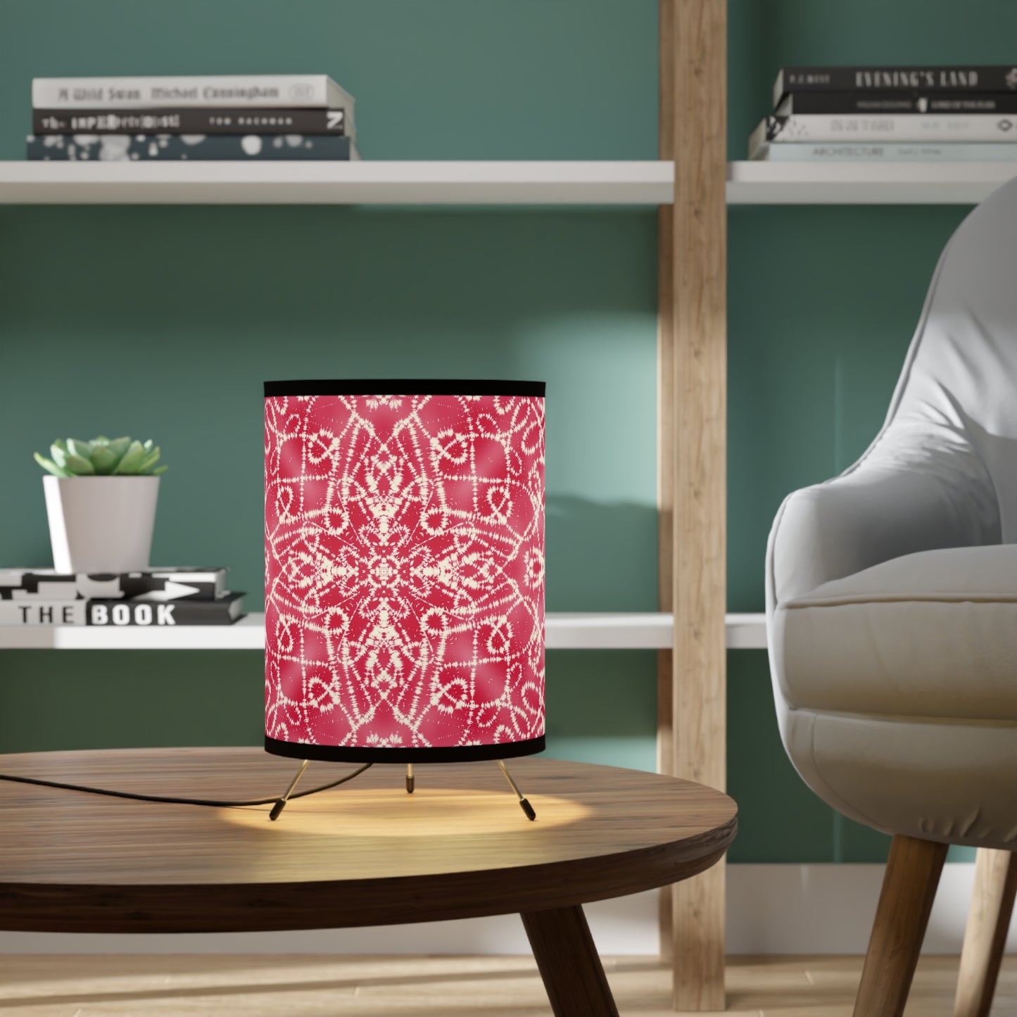 Batik - Red 2 - Tripod Lamp with High-Res Printed Shade, US\CA plug