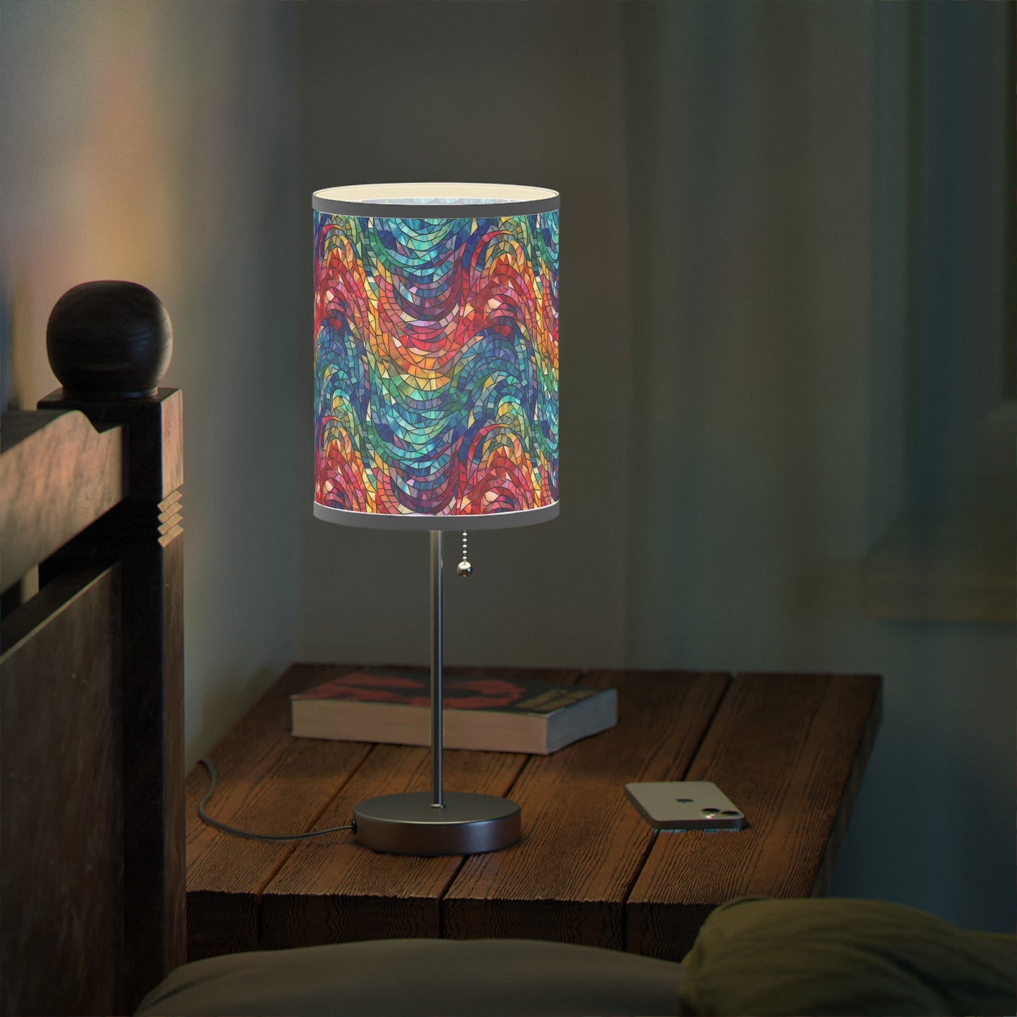 Beautiful and Vibrant - Gemstone Swirl Mosaic 17 - Lamp on a Stand, US|CA plug