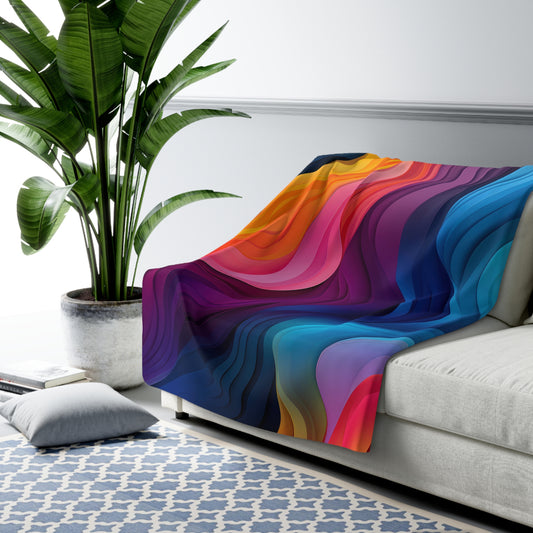 Beautiful, Cozy, Soft - Amazing Wavy Rainbow - Sherpa Fleece Blanket