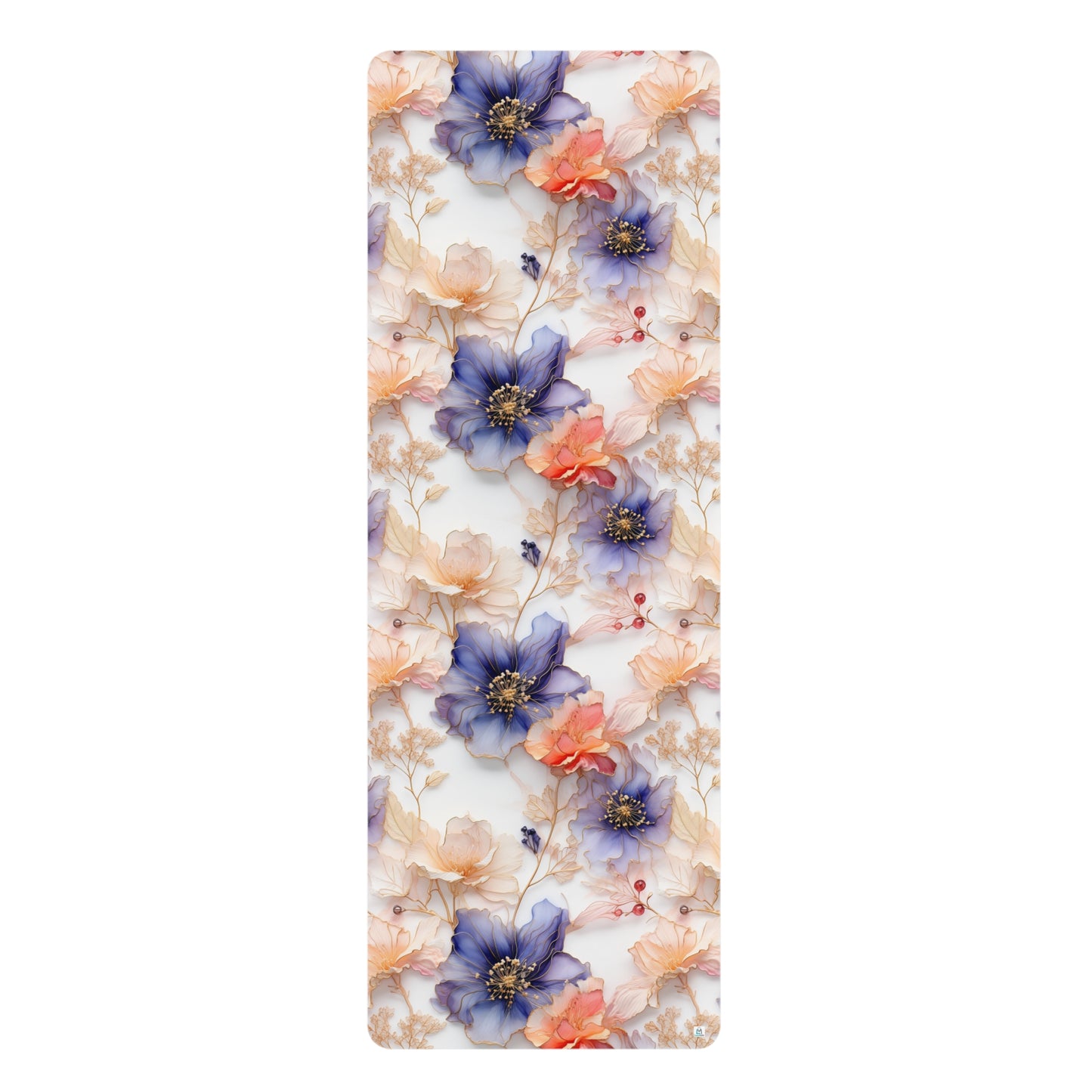 Beautiful Purple Flowers Watercolor 12  - Rubber Yoga Mat